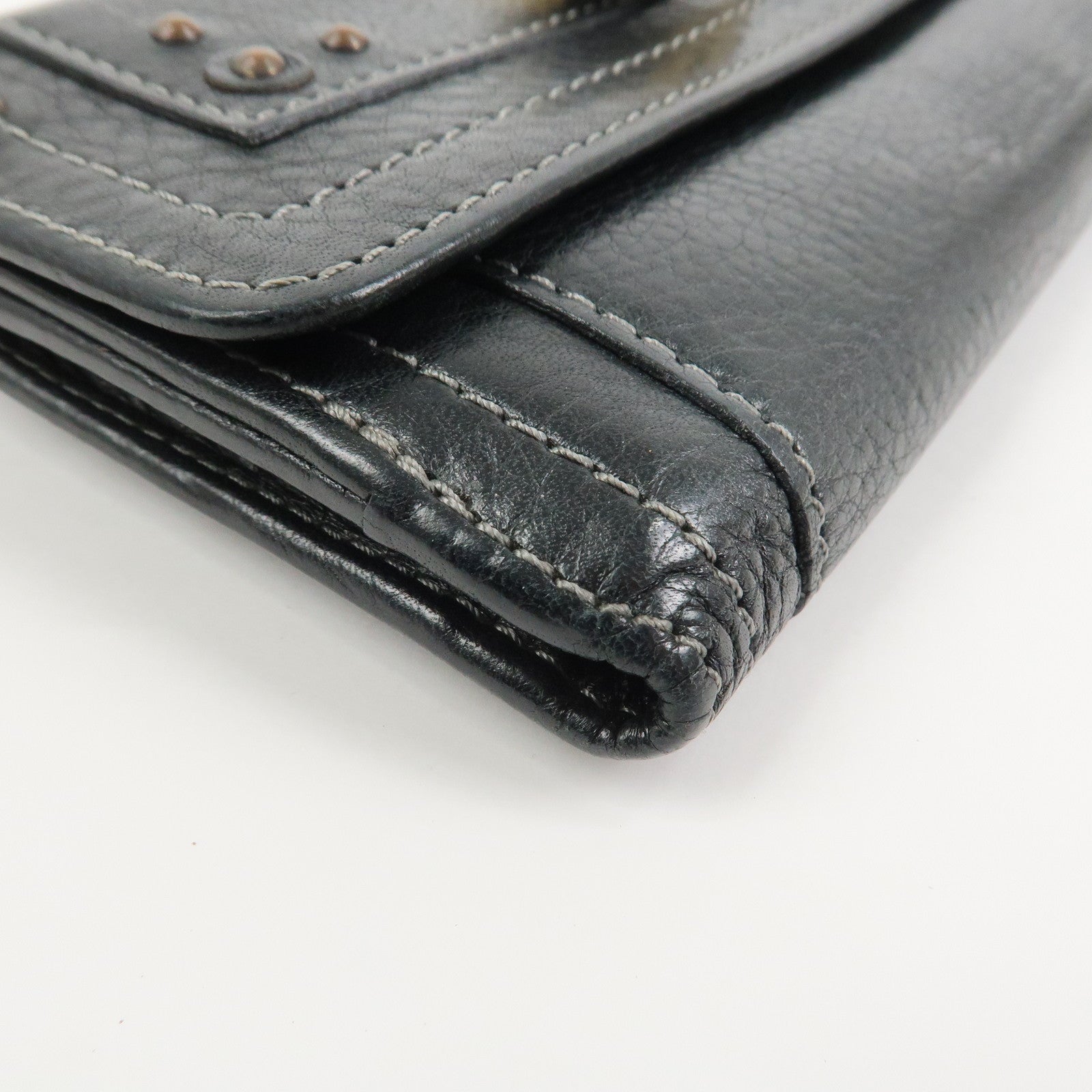 Chloe Padington Set of 2 Leather Long Wallet Key Case Gold Black