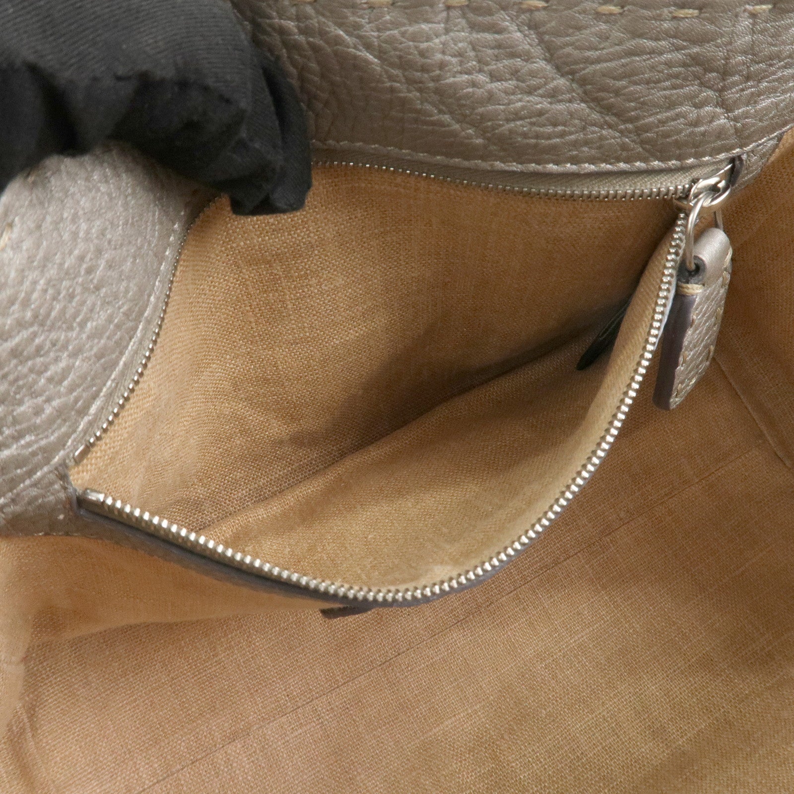 FENDI Seleria Leather Mini Linda Hand Bag Gray 8BR486
