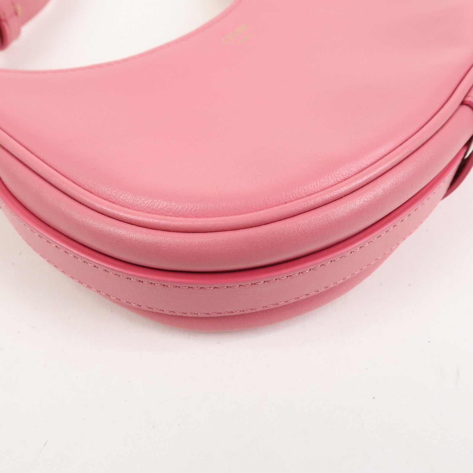 CELINE Ava Leather Hand Bag Hand Pouch Pink