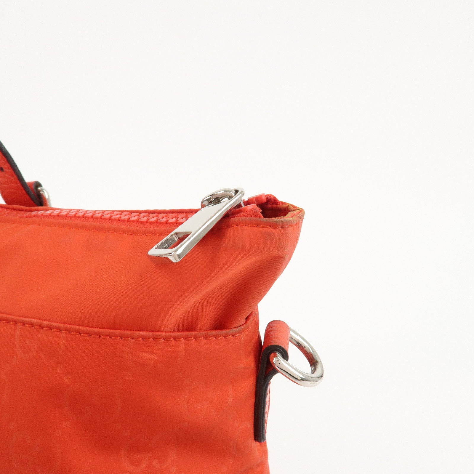 GUCCI GG Nylon Leather 2WAY Bag Hand Bag Shoulder Bag Red 387067