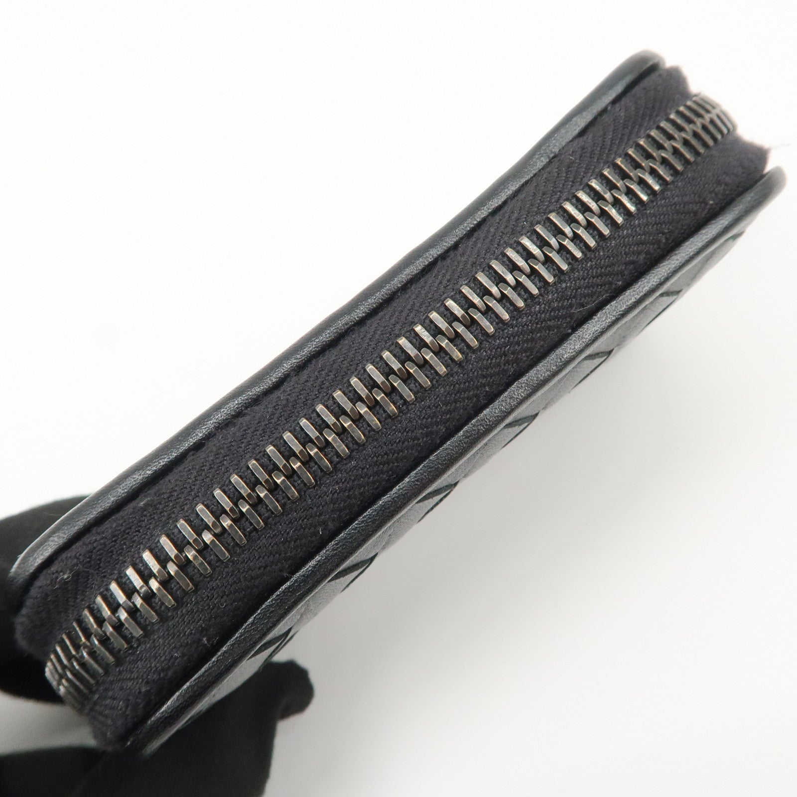 BOTTEGA VENETA Intrecciato Leather Coin Case Card Case Black