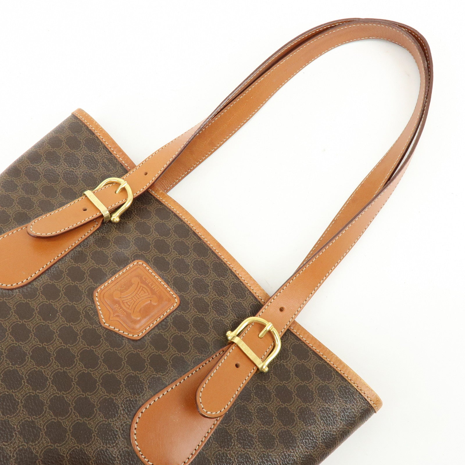 CELINE Macadam PVC Leather Tote Bag Shoulder Bag Brown