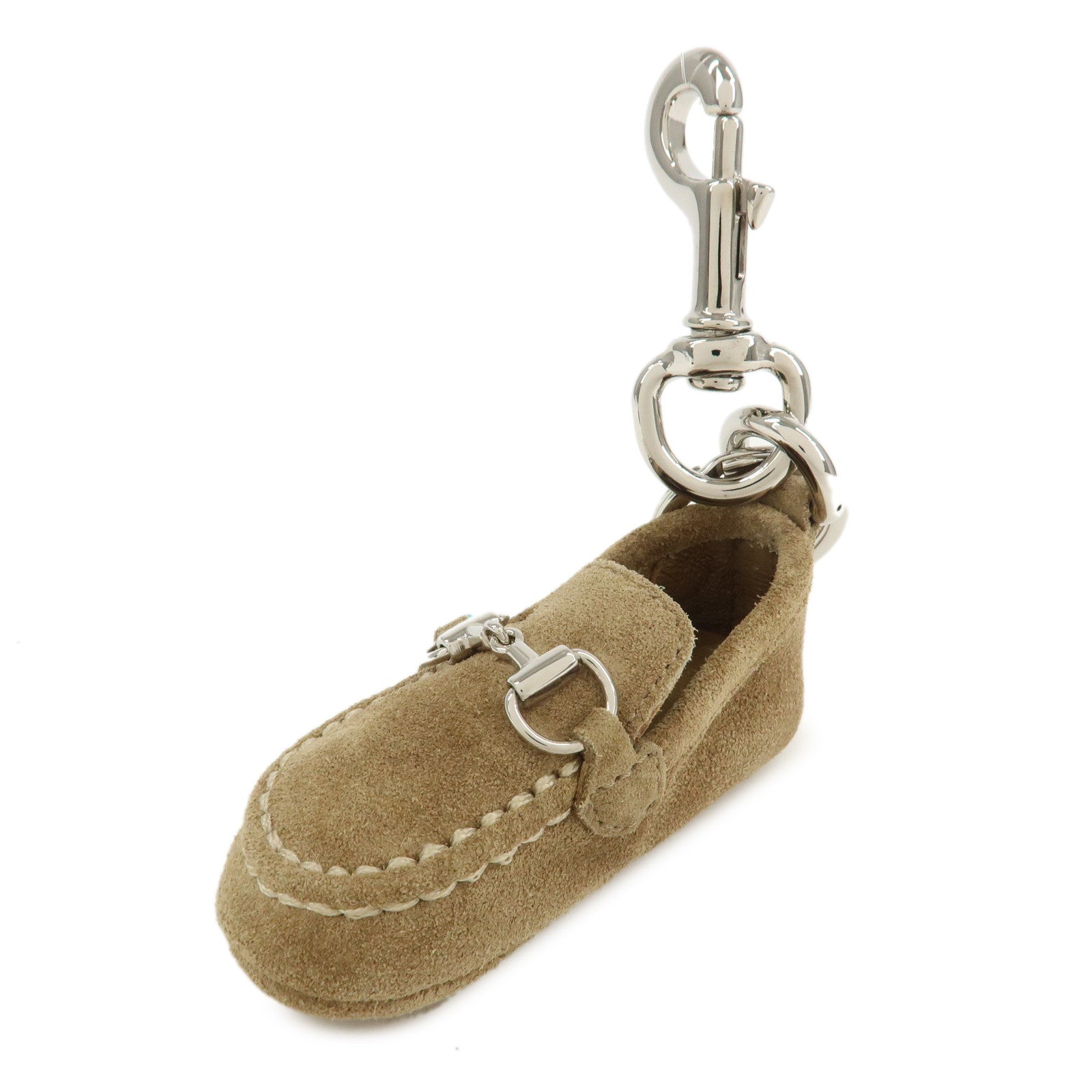 GUCCI Horsebit Loafer Motif Suede Bag Charm Key Charm Brown 203405