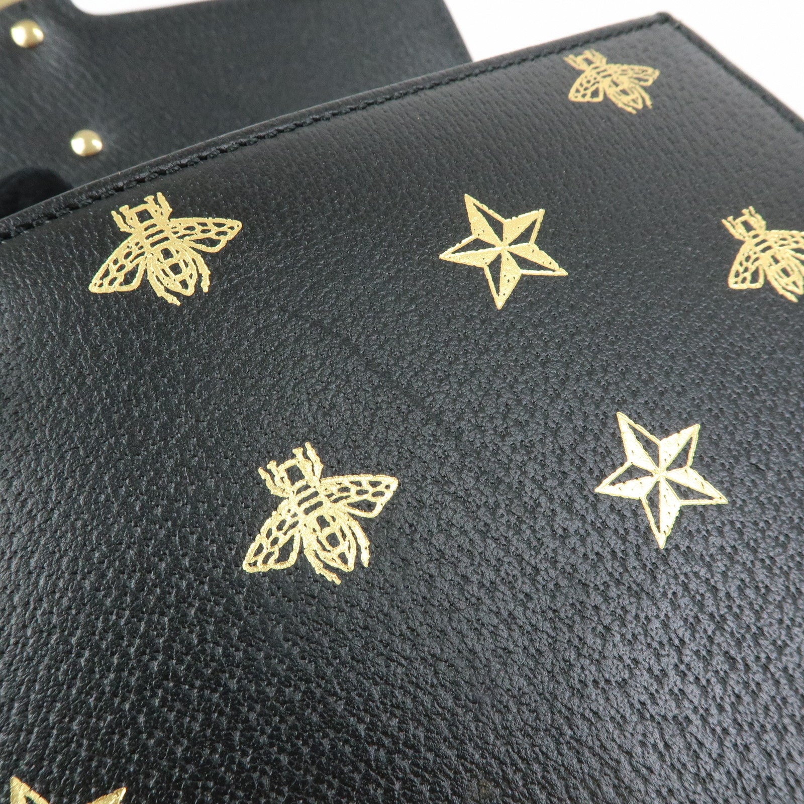 GUCCI Sylvie Sherry Leather Shoulder Bag Black Bee & Star 524405