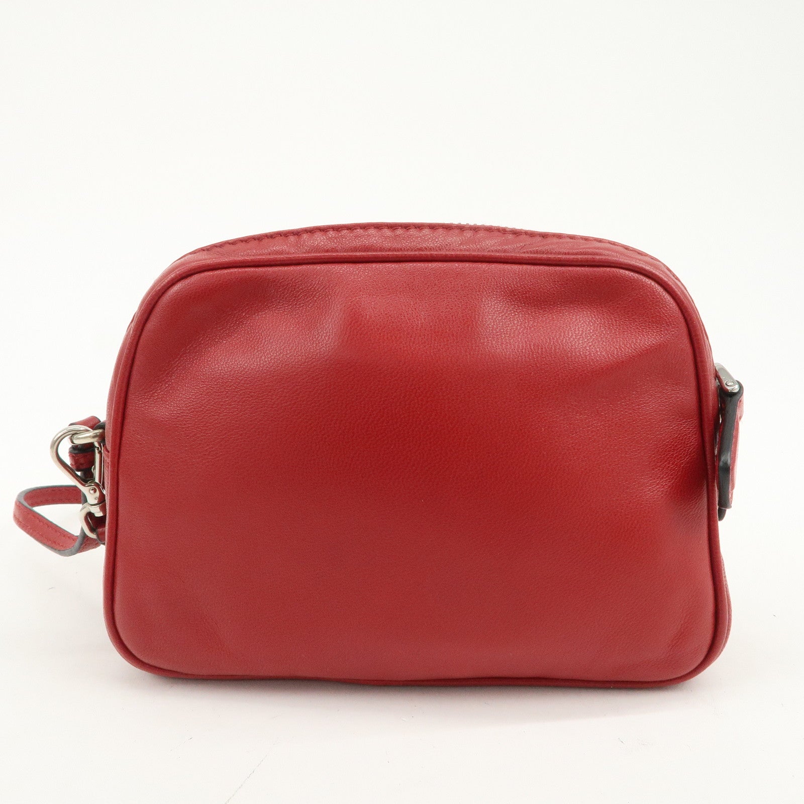 PRADA Logo Leather MiniPouch Wristlet Bag Red