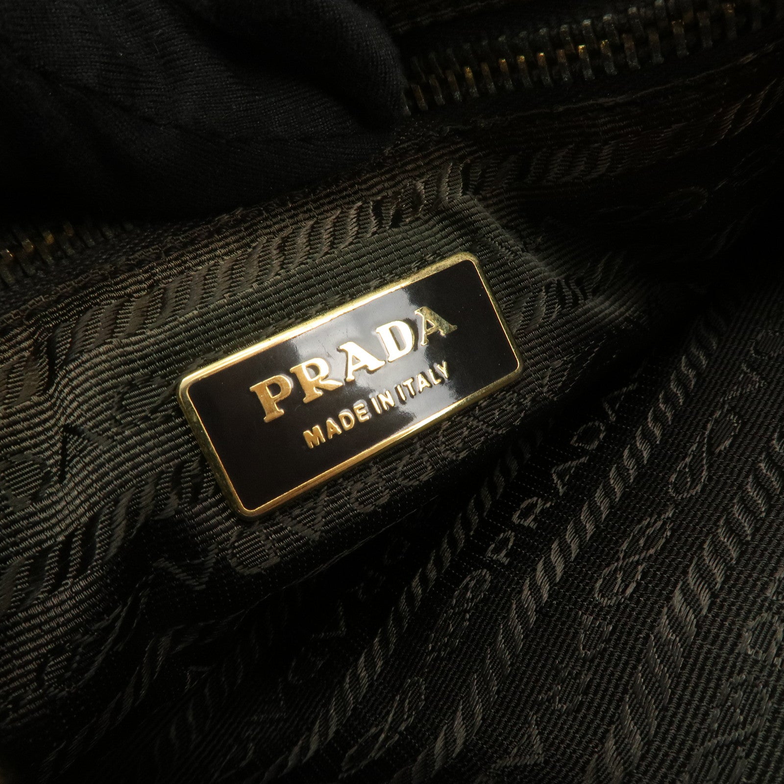 PRADA Triangle Logo Saffiano Leather Shoulder Bag Hand Bag Gold