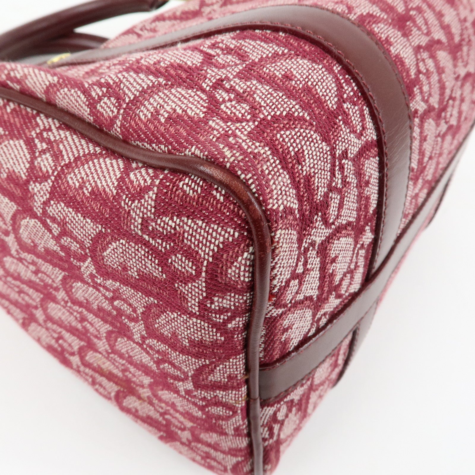 Christian Dior Trotter Jacquard Leather Boston Bag Burgundy