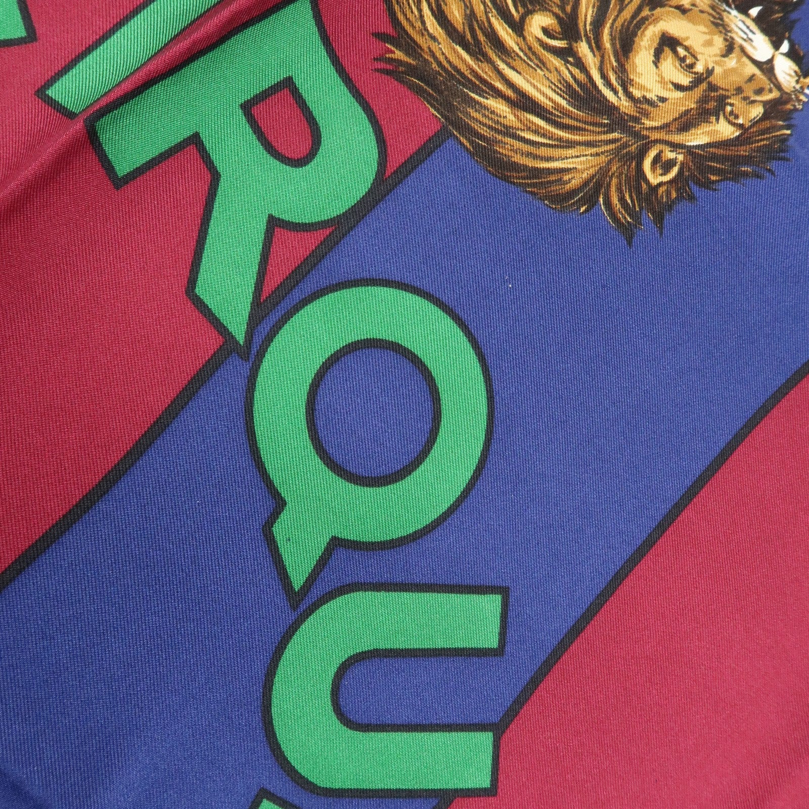 CELINE Silk 100% Scarf  Le Cirque Lion Elephant Motif Navy Blue