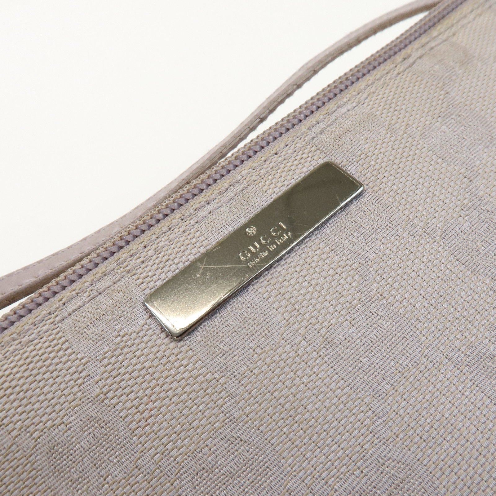 GUCCI Boat Bag GG Canvas Leather Hand Bag Pouch Light Purple 07198