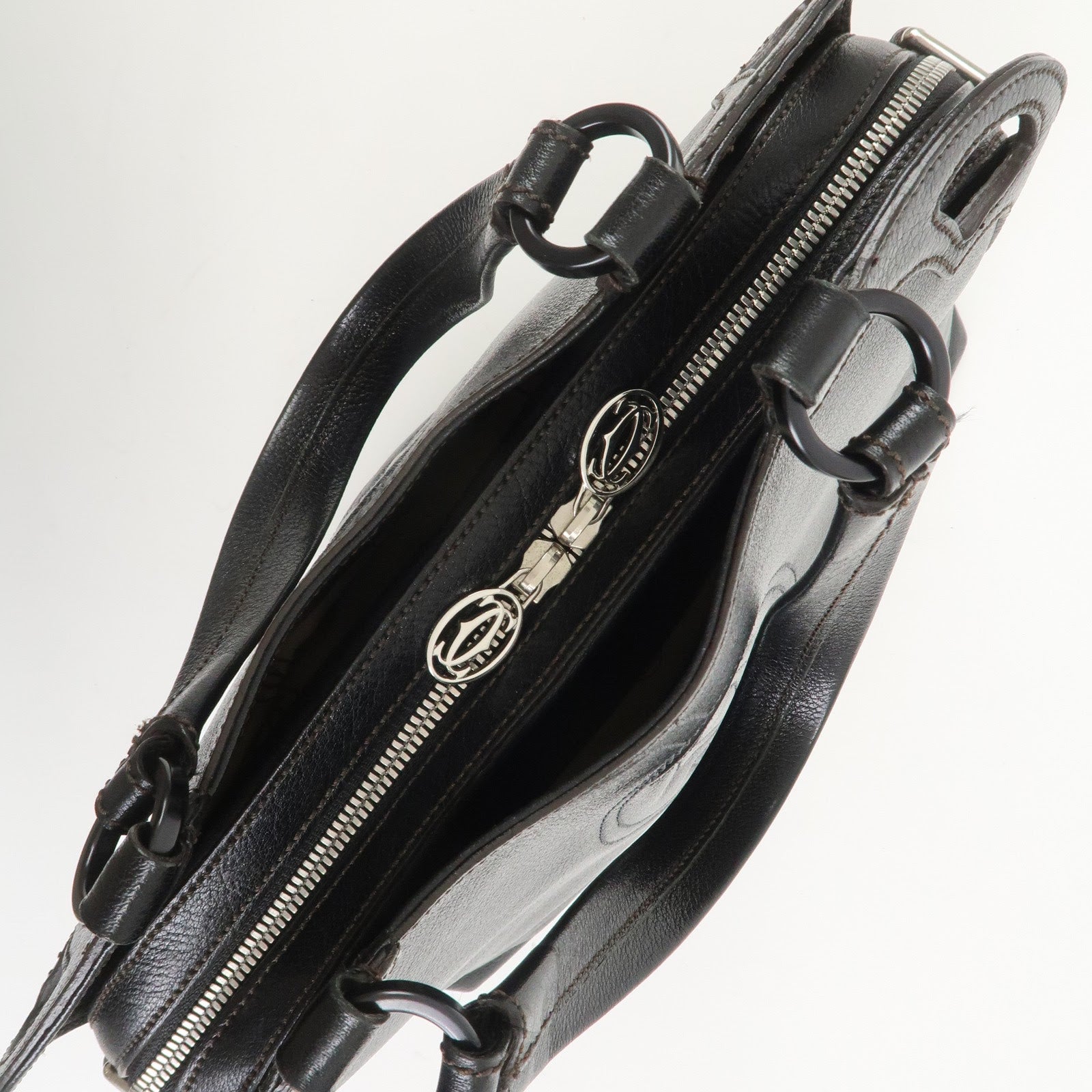 Cartier Marcello Leather Hand Bag Tote Bag Black