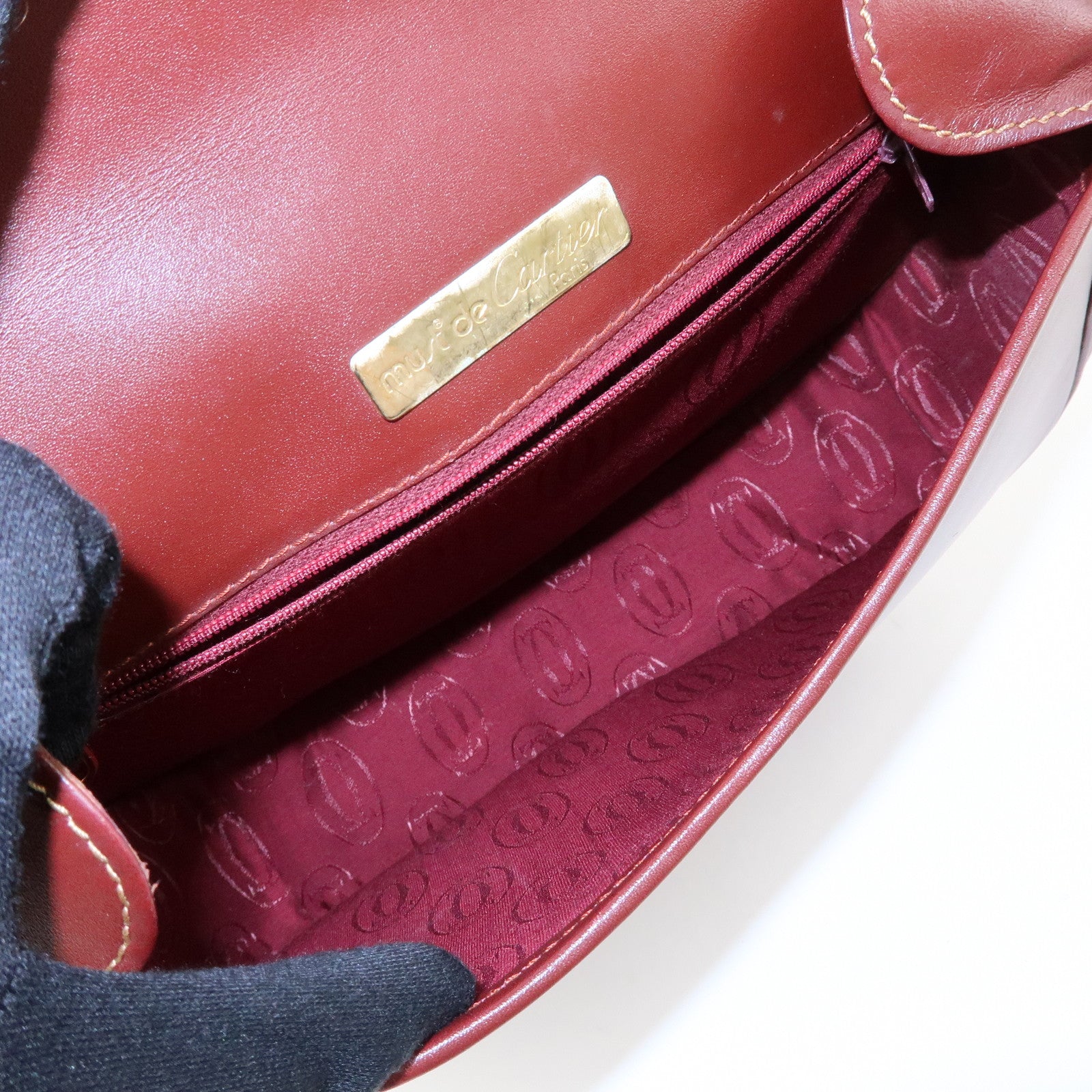 Cartier Must de Cartier Leather Shoulder Bag Crossbody Bag Bordeaux