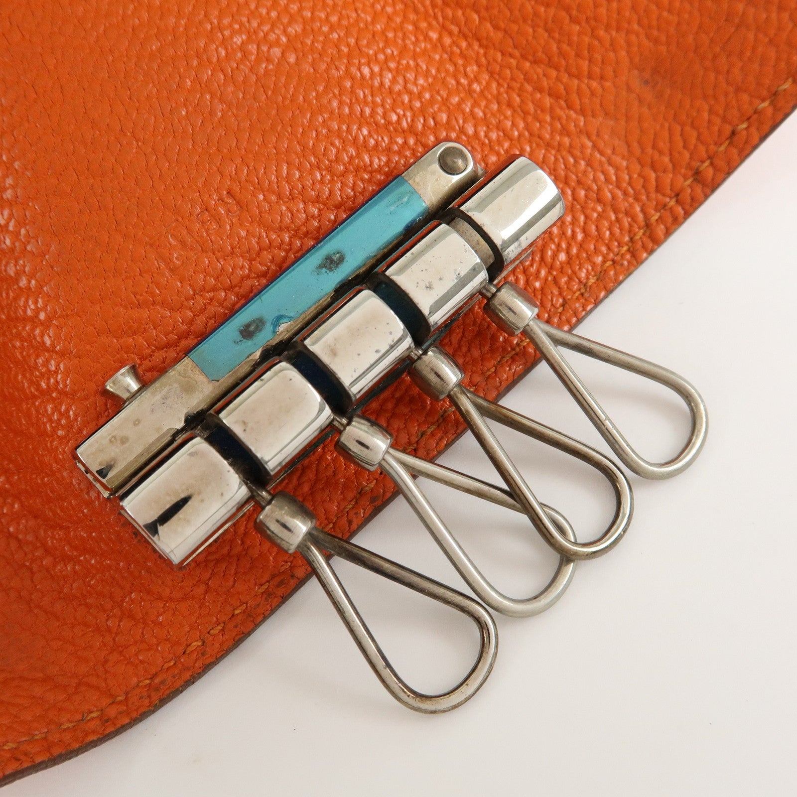 HERMES Sellier Togo Leather 4 Key Case Key Holder □F Stamped Orange
