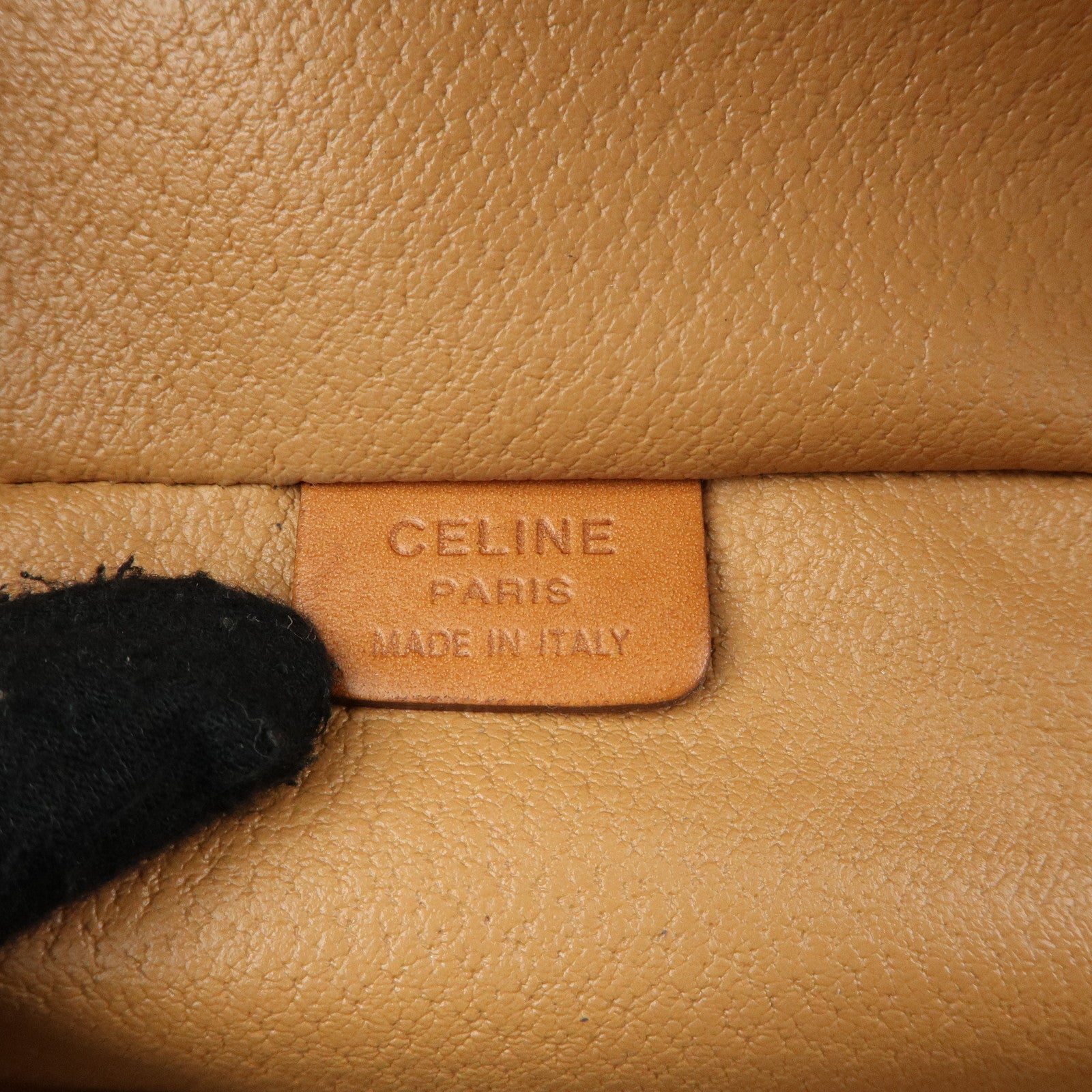 CELINE Macadam PVC Leather Hand Bag Pouch Cosmetic Pouch Brown