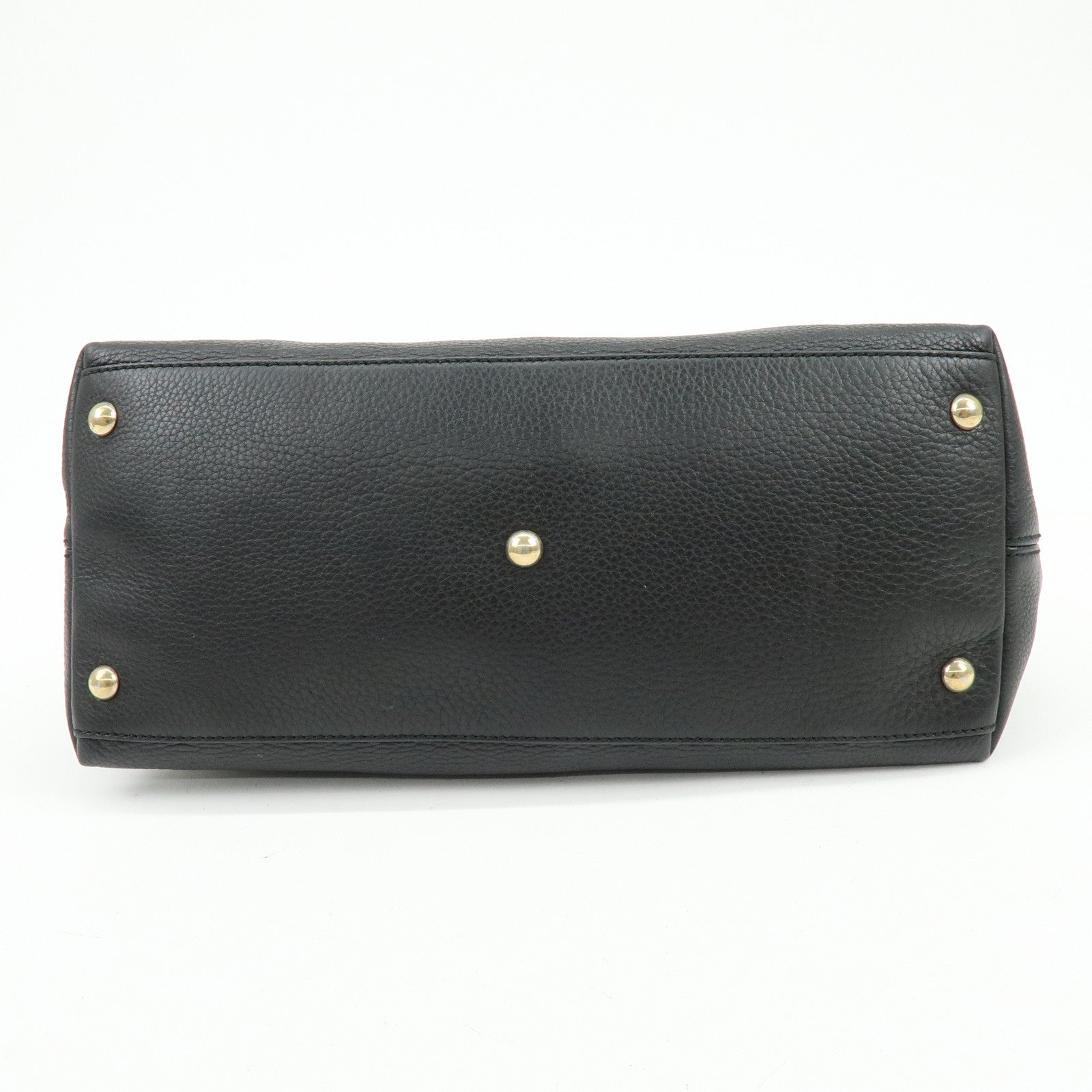 GUCCI SOHO Interlocking G Leather Tote Bag Hand Bag Black 308362
