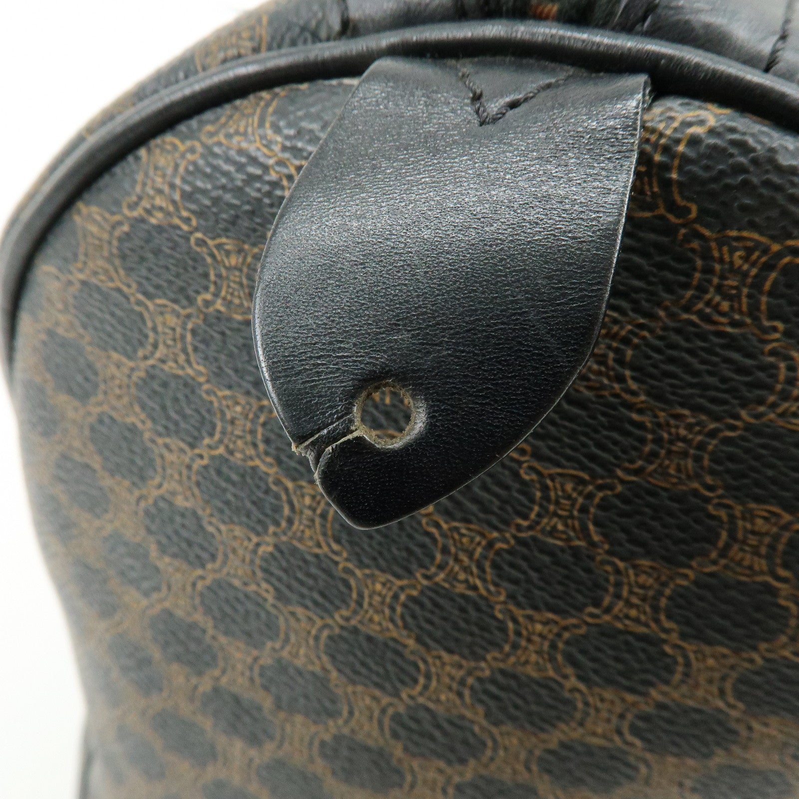 CELINE Macadam PVC Leather Boston Bag Tote Bag Black Brown