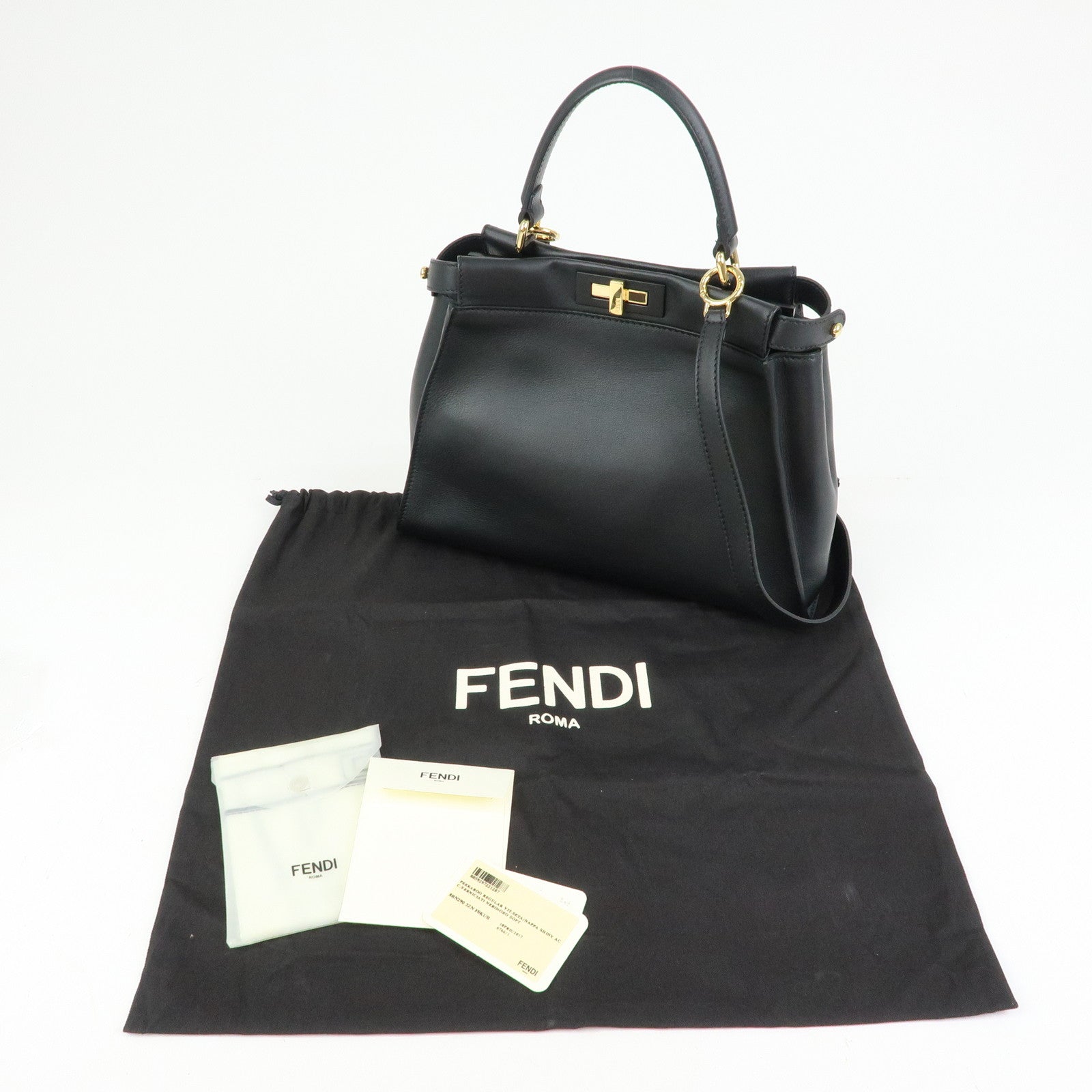 FENDI Peekaoo Calf Leather 2Way Bag Hand Bag Shoulder Bag 8BN290