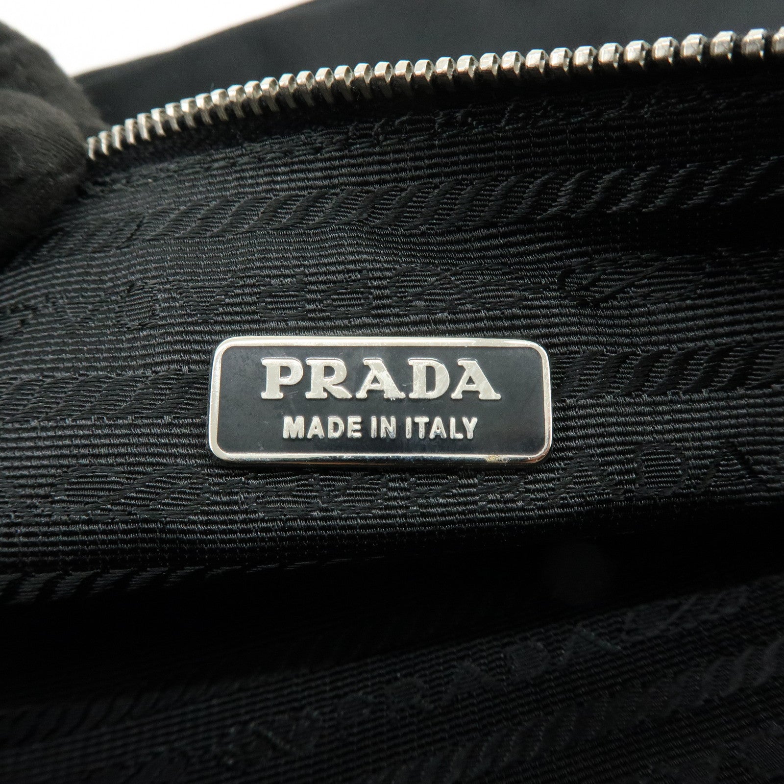 PRADA Triangle Logo Leather Shoulder Bag Hand Bag Black