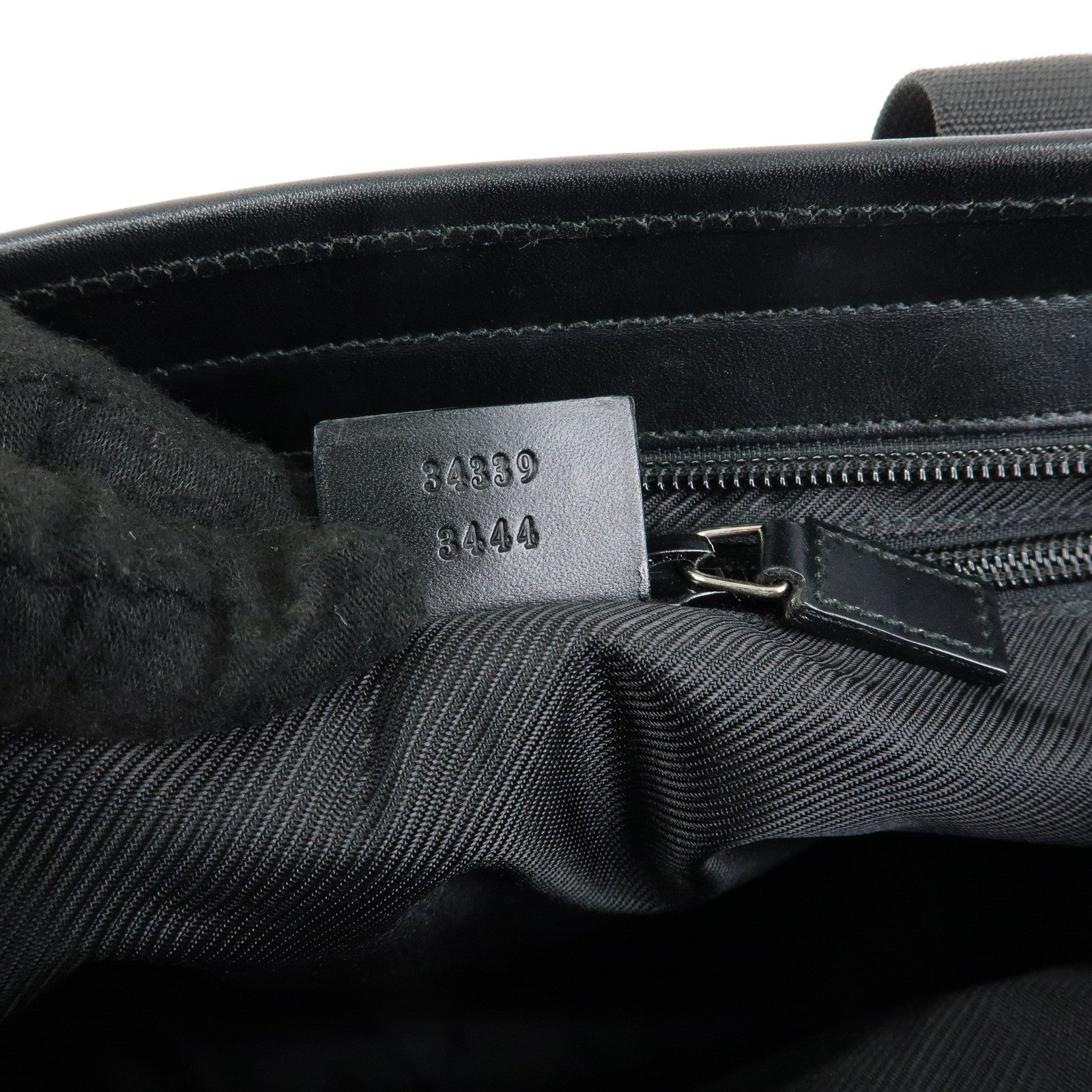 GUCCI GG Denim Leather Tote Bag Shoulder Bag Black 34339