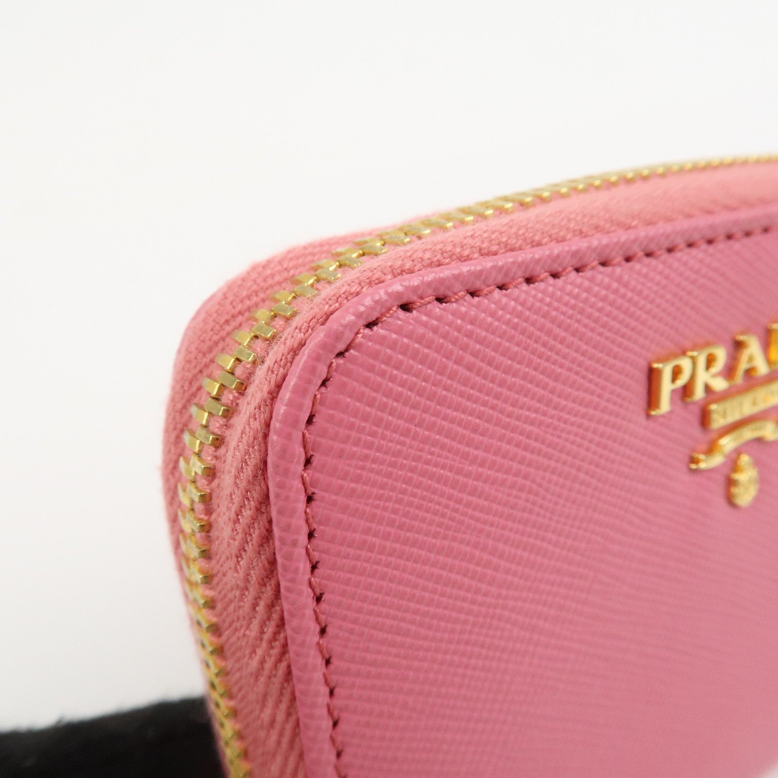 PRADA Triangle Logo Saffiano Leather Coin Case Coin Purse 1M0268