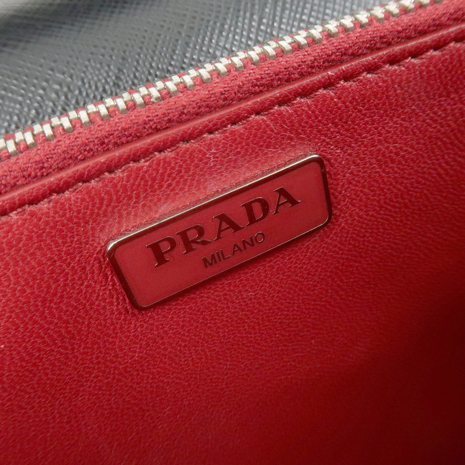 PRADA Flower Print Saffiano Leather Shoulder Bag Hand Bag Black
