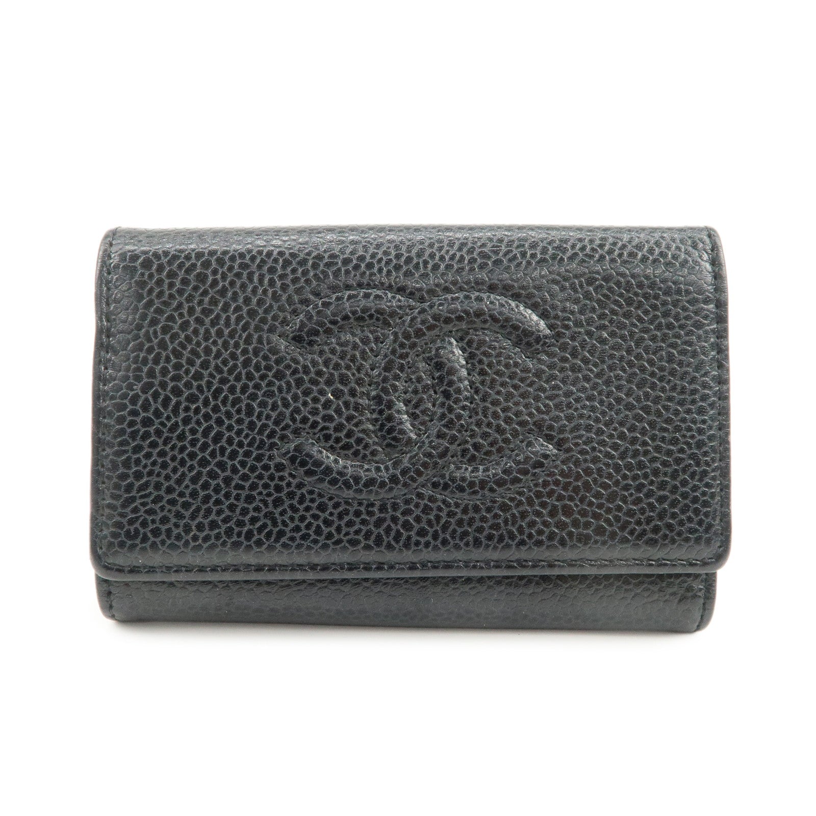 CHANEL COCO Mark Caviarskin 6 Rings Key Case Key Holder A13502