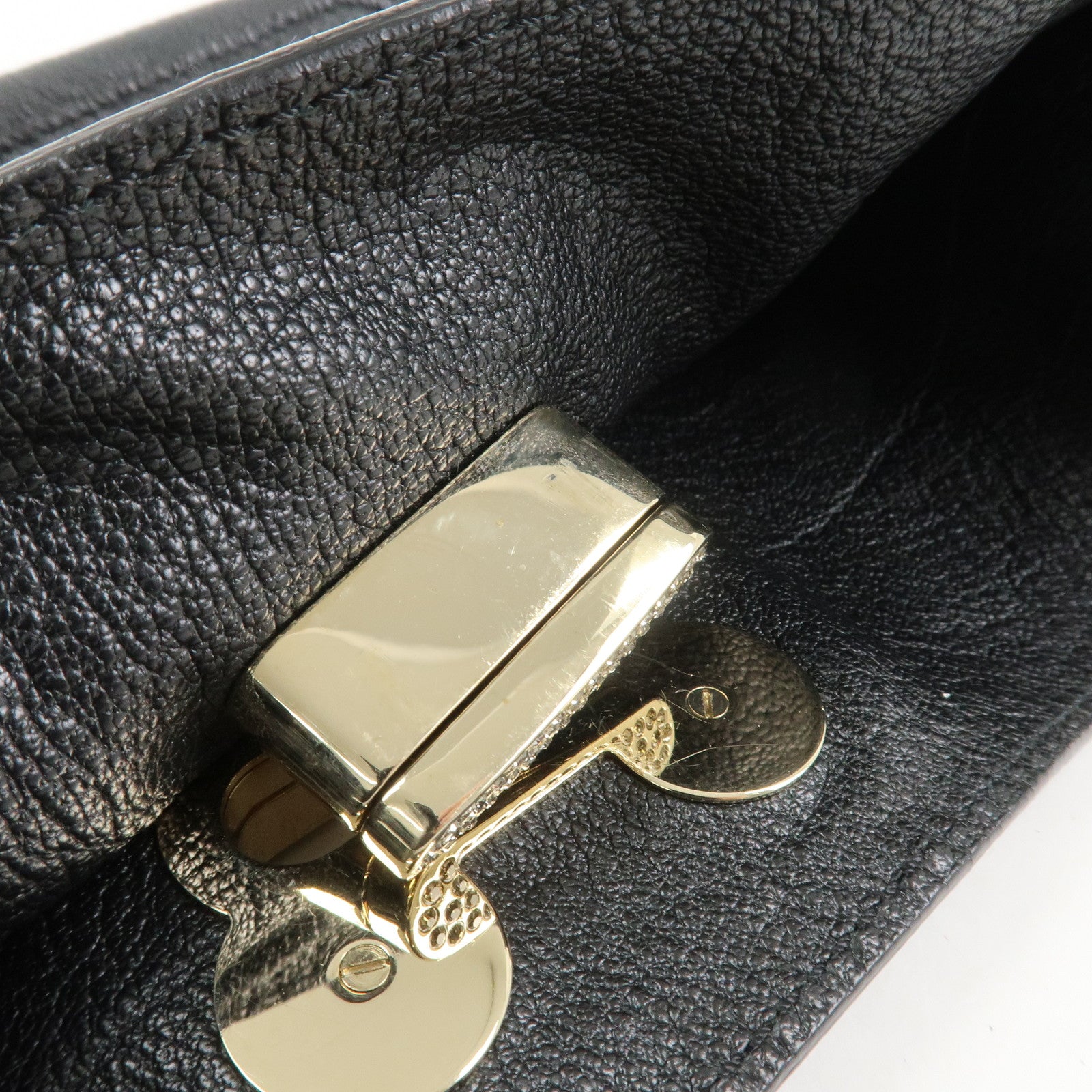 Chloe Leather Rhinestone Clutch Bag Hand Bag Black