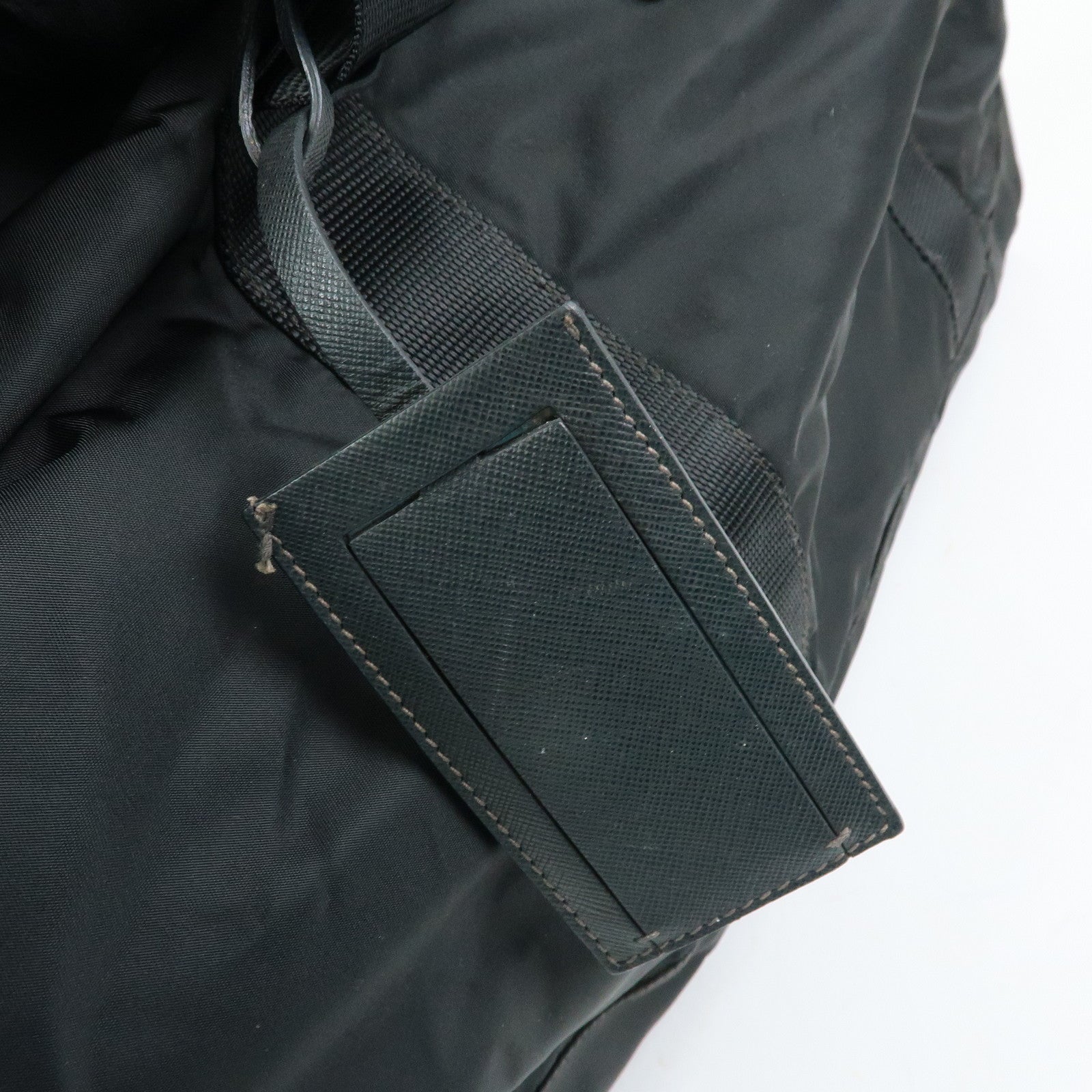 PRADA Triangle Logo Nylon Leather Boston Bag Travel Bag Black