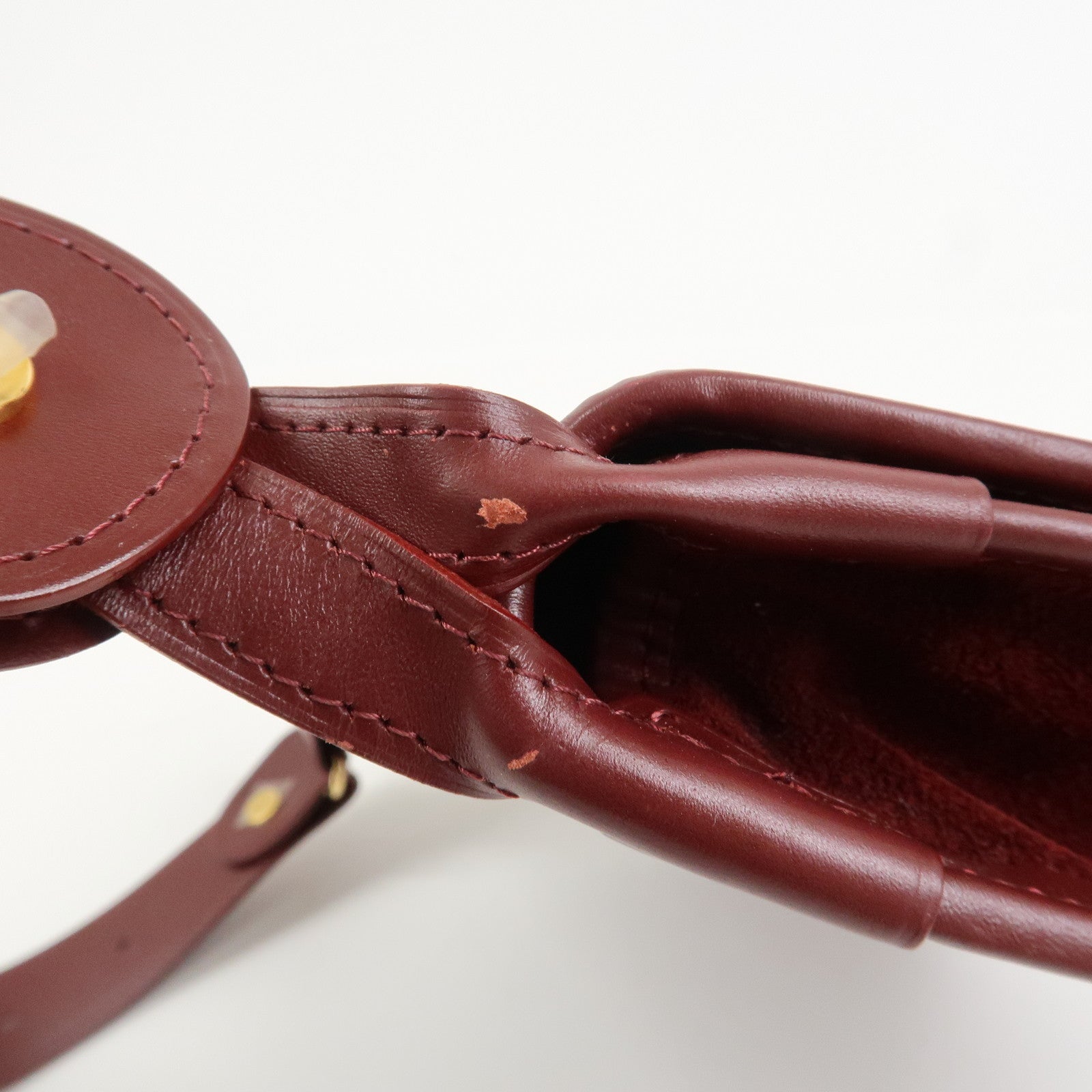 Cartier Must De Cartier Calf Leather Shoulder Bag Hand Bag Burgundy