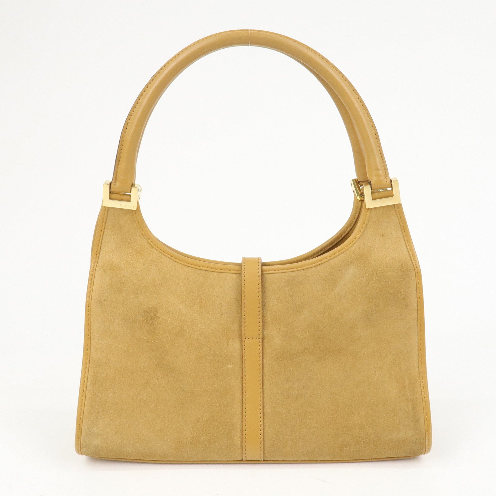 GUCCI Jackie Logo Suede Leather Shoulder Bag Light Brown 002・1068