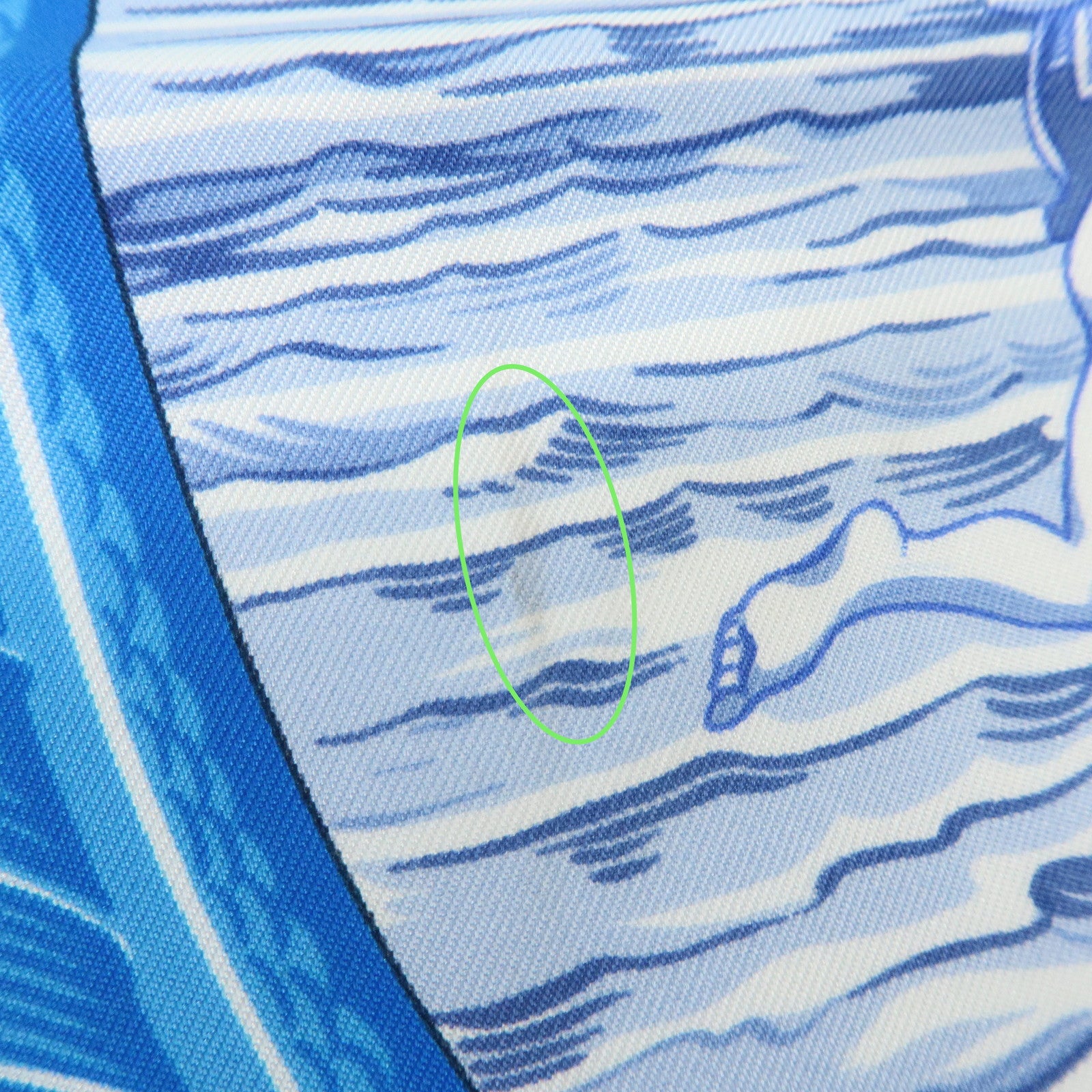 HERMES Carre 90 Silk 100% Scarf Au-dela des cinq mers Blue Green