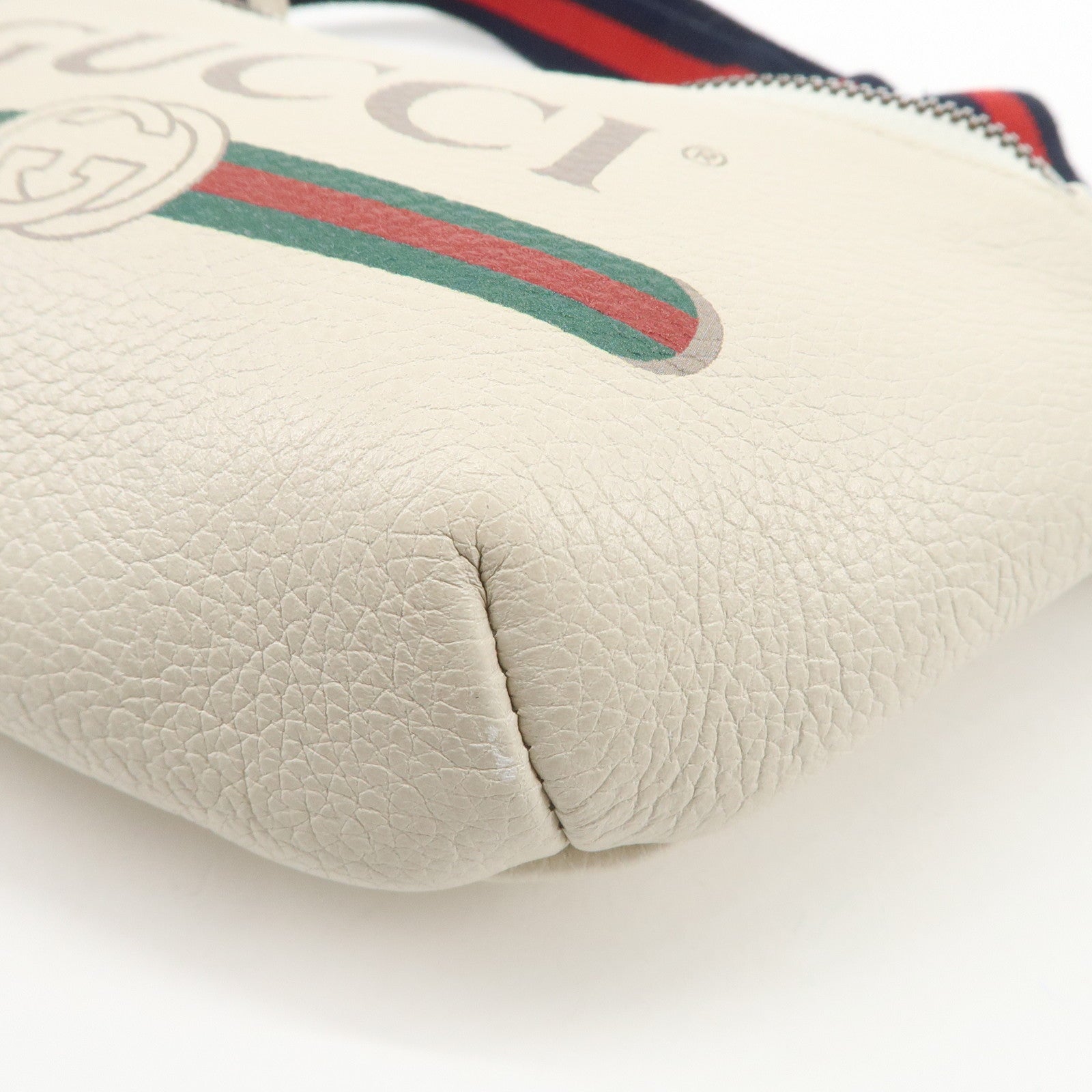 GUCCI Sherry Leather Canvas Waist Bag Crossbody Bag Ivory 527792