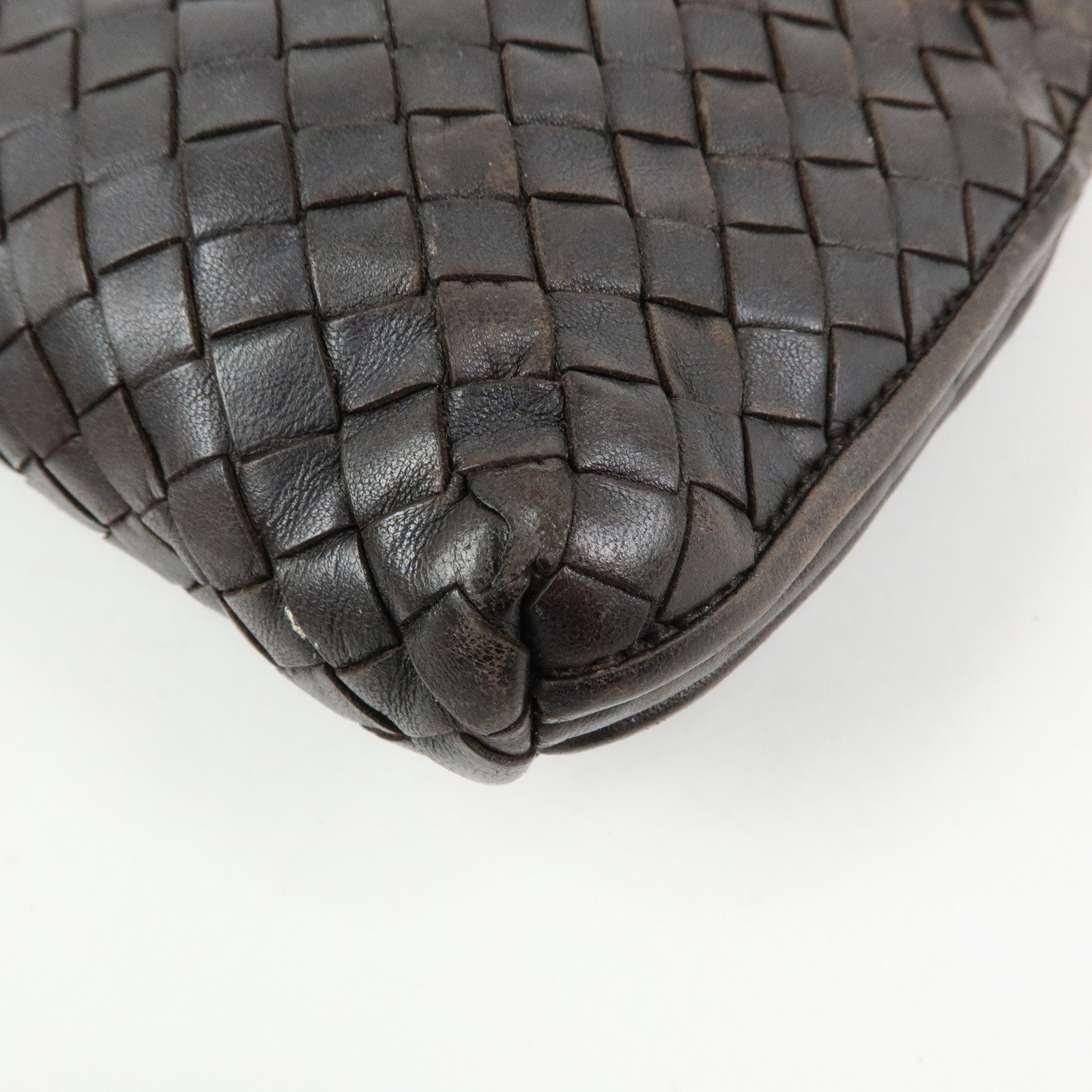 BOTTEGA VENETA Intrecciato Nodini Leather Shoulder Bag Brown 245354