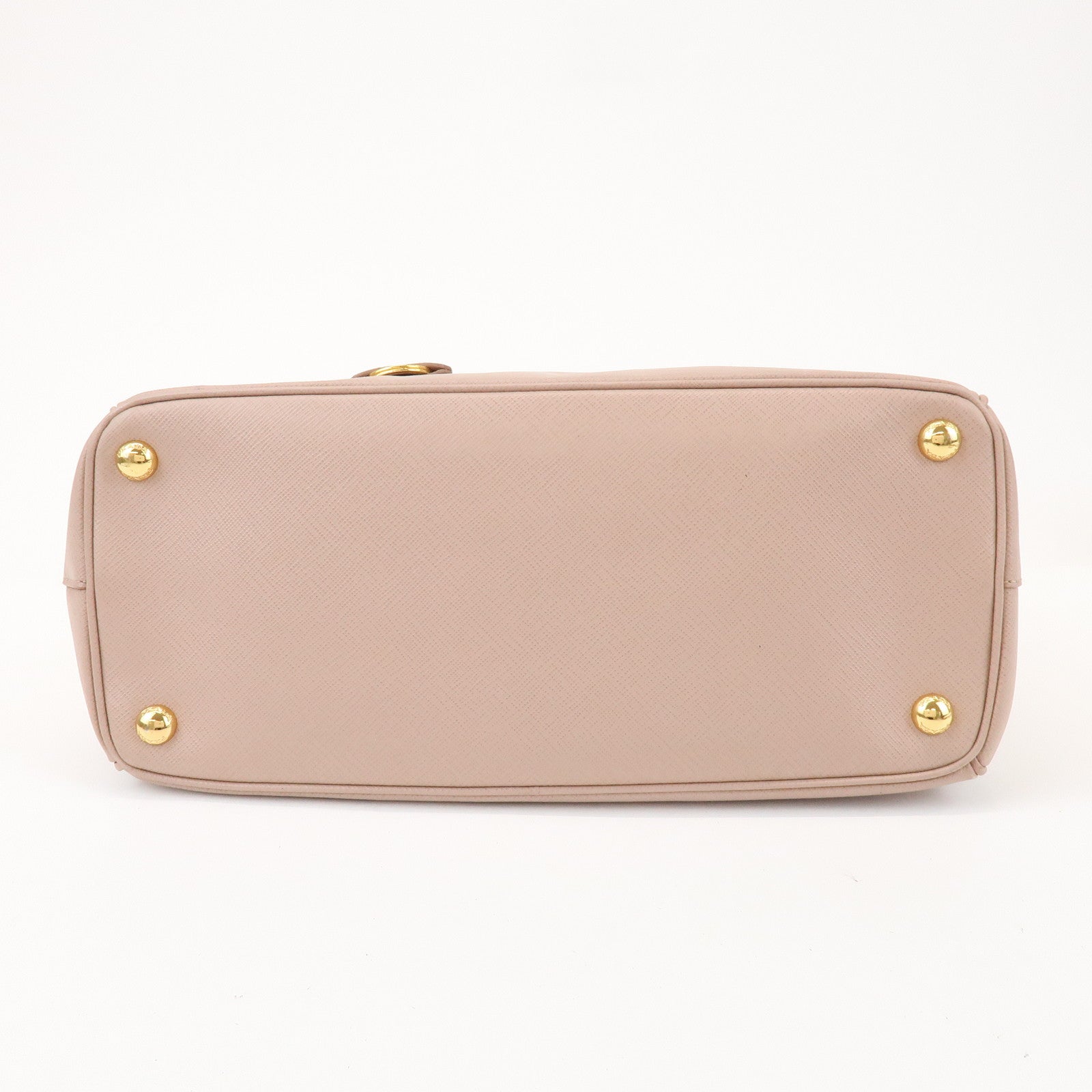 PRADA Traingle Logo Galleria 2Way Bag Hand Bag Pink Beige1BA863