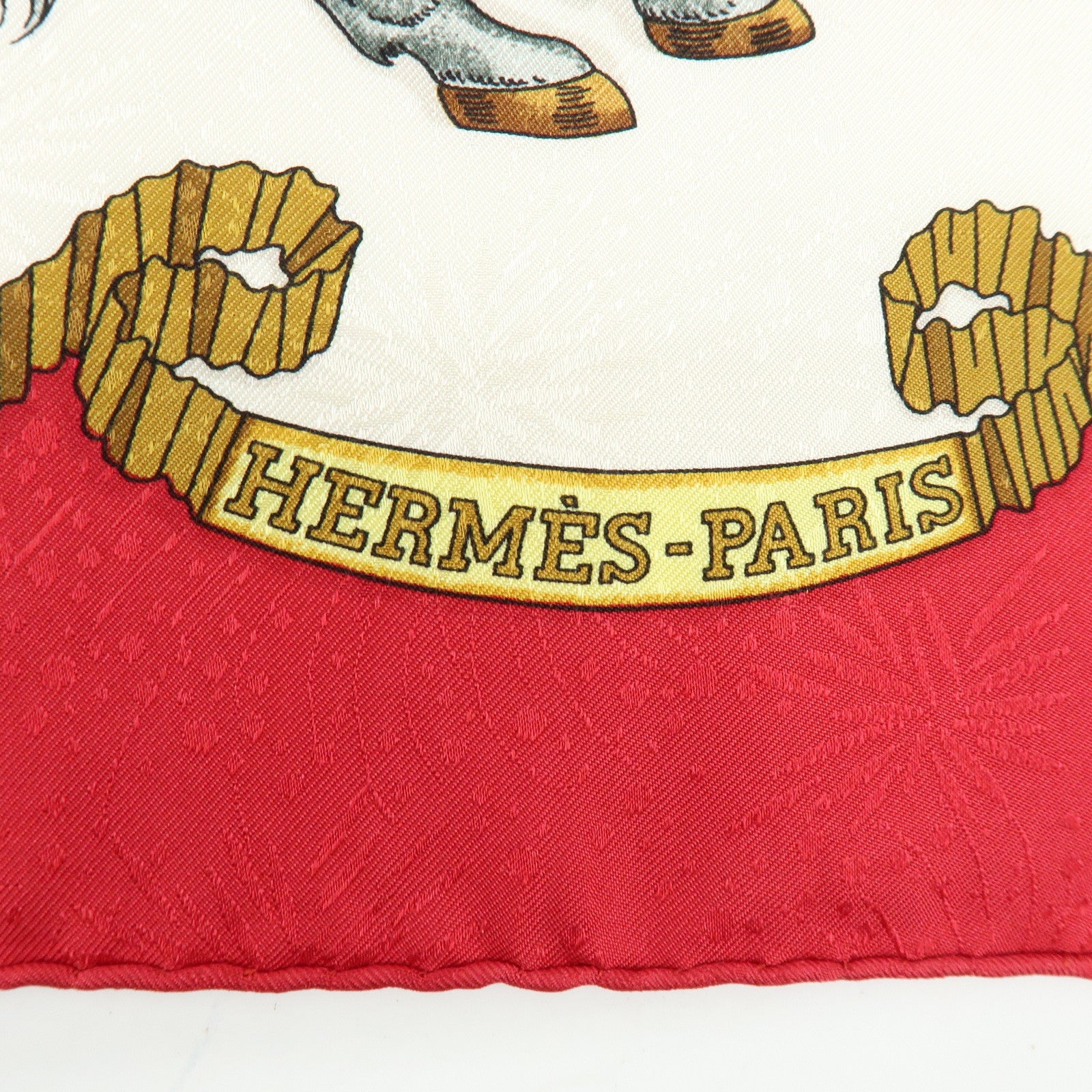 HERMES Carre 90 Silk 100% Scarf LES FERES DU ROI SOLEIL Red Gold