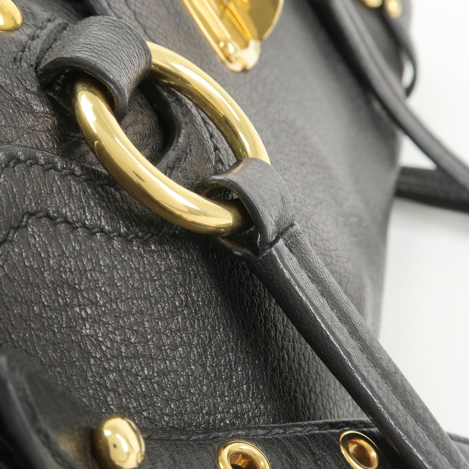 MIU MIU Leather Tote Bag Shoulder Bag Black