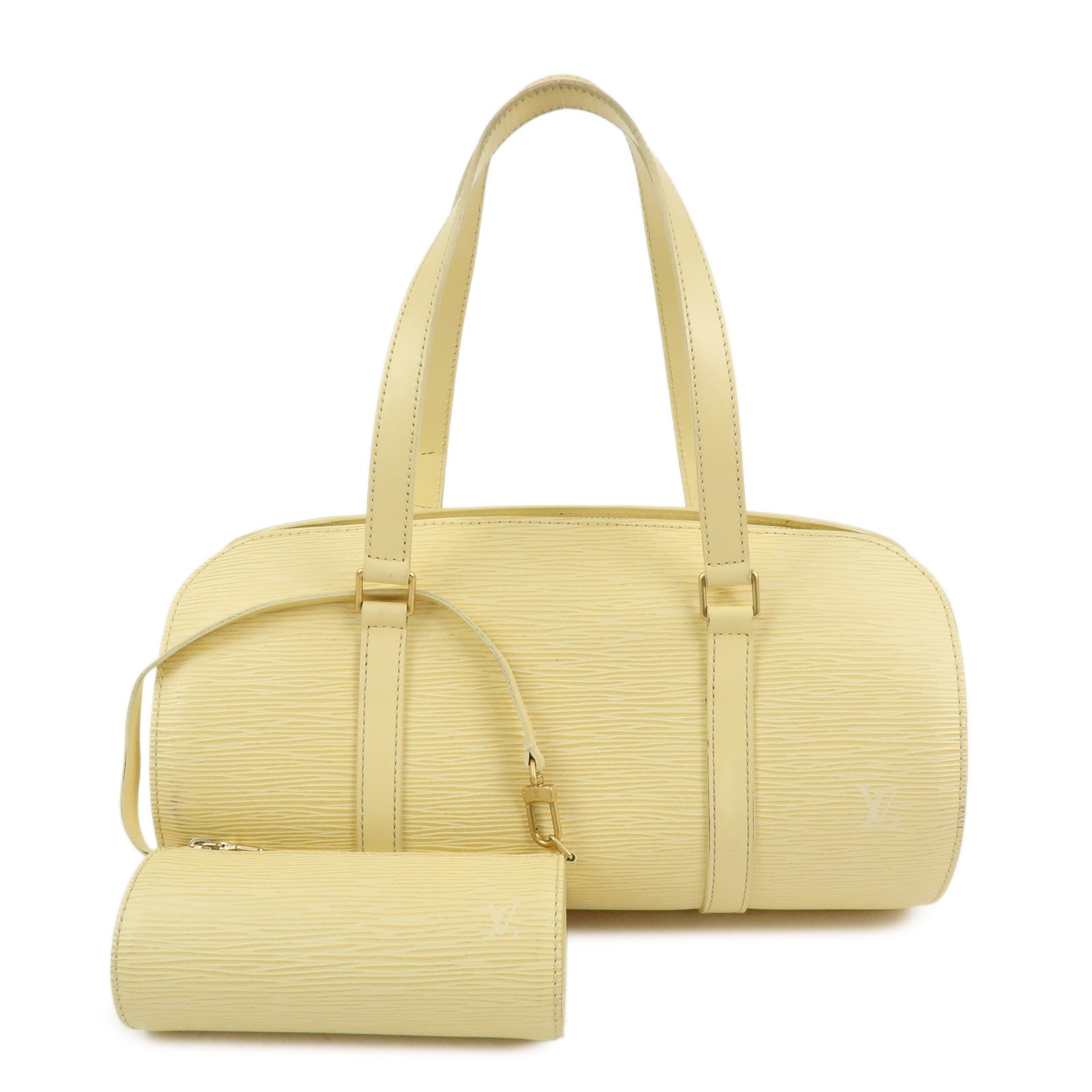 Louis Vuitton Epi Leather Soufflot & Pouch Hand Bag Vanilla M5222A