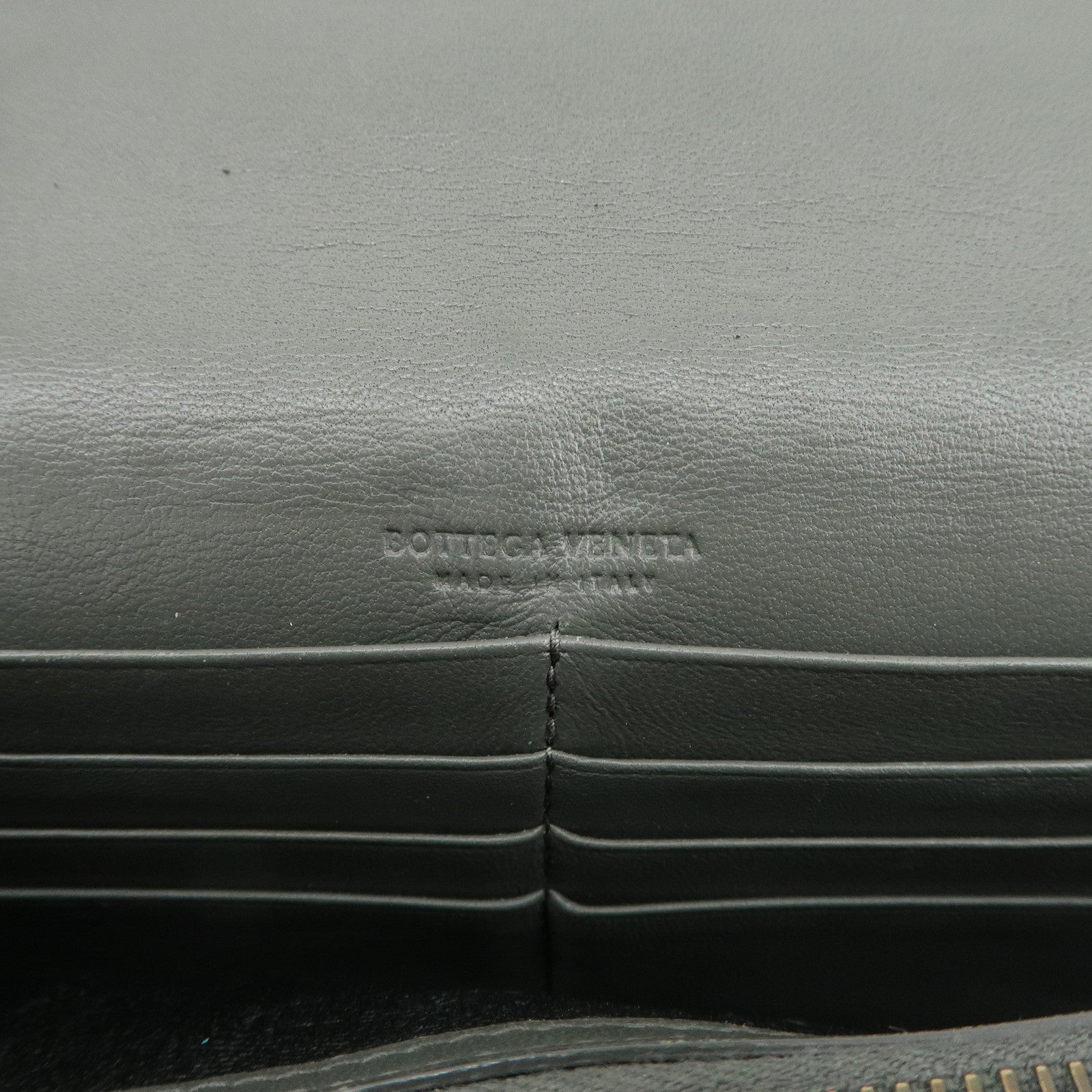 BOTTEGA VENETA Intrecciato Leather Chain Long Wallet Gray