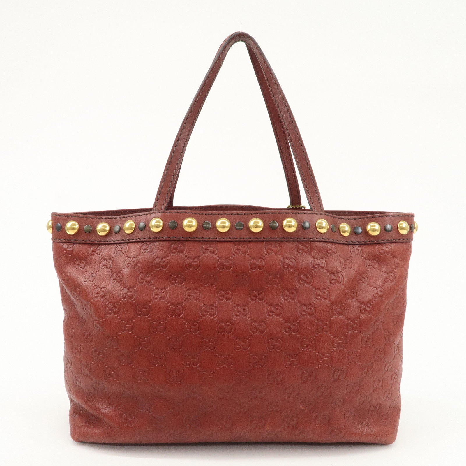 GUCCI Historia Guccissima Leather Tote Hand Bag Red Brown 207291