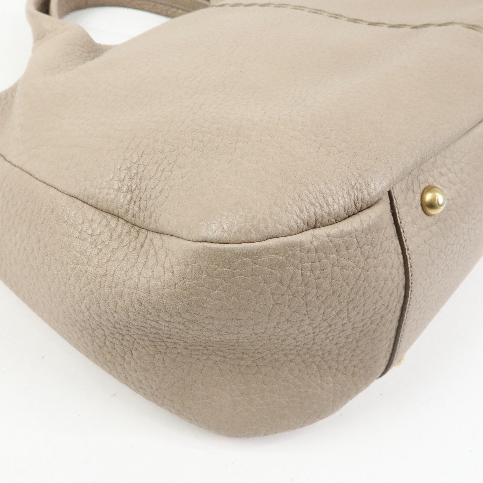 TOD'S Leather Tote Bag Shoulder Bag Hand Bag Greige