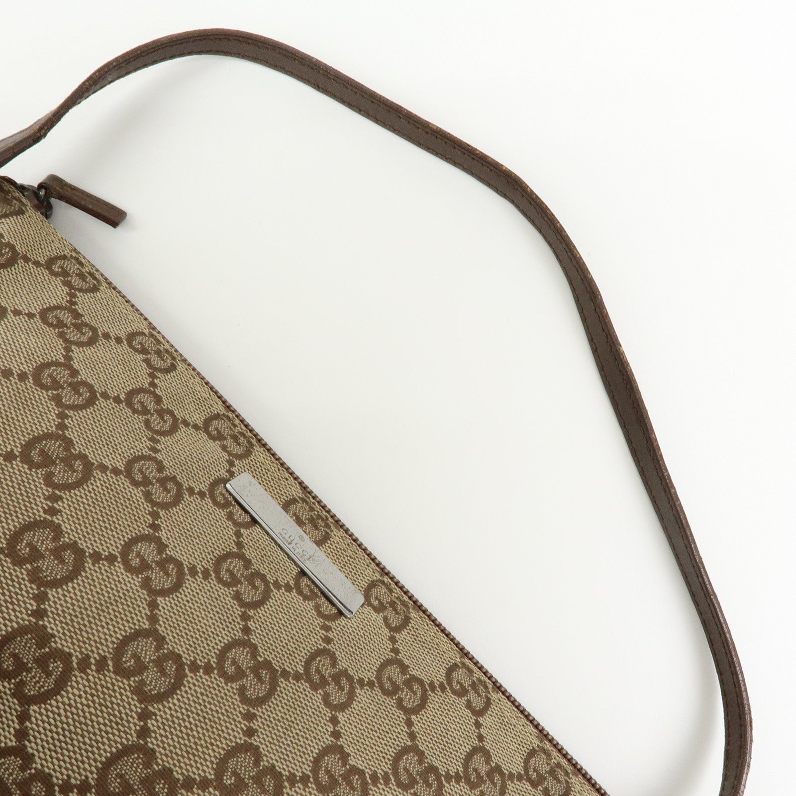 GUCCI Boat Bag GG Canvas Hand Bag Accessory Pouch Beige Brown 07198