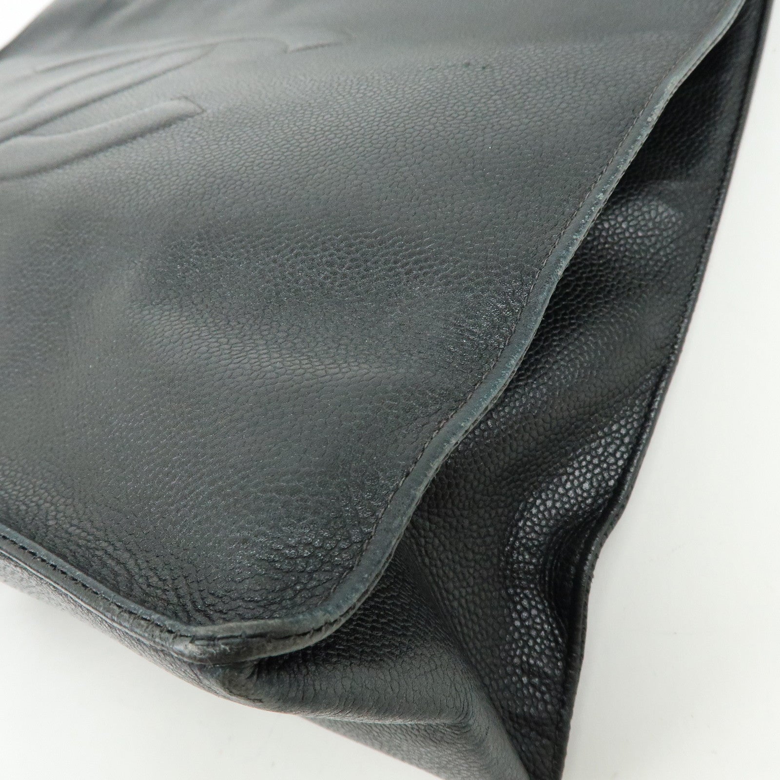 CHANEL COCO Mark Caviarskin Tote Bag Chain Shoulder Bag Black