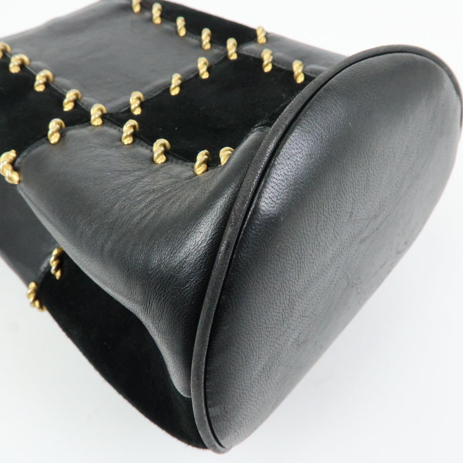Ferragamo Leather Suede Shoulder Bag Crossbody Bag Black