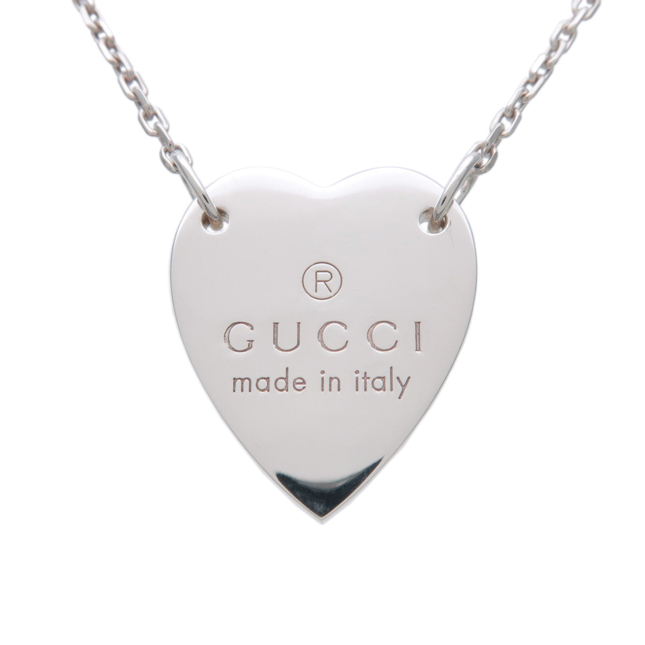 GUCCI Heart Plate Necklace SV925 Silver 223512