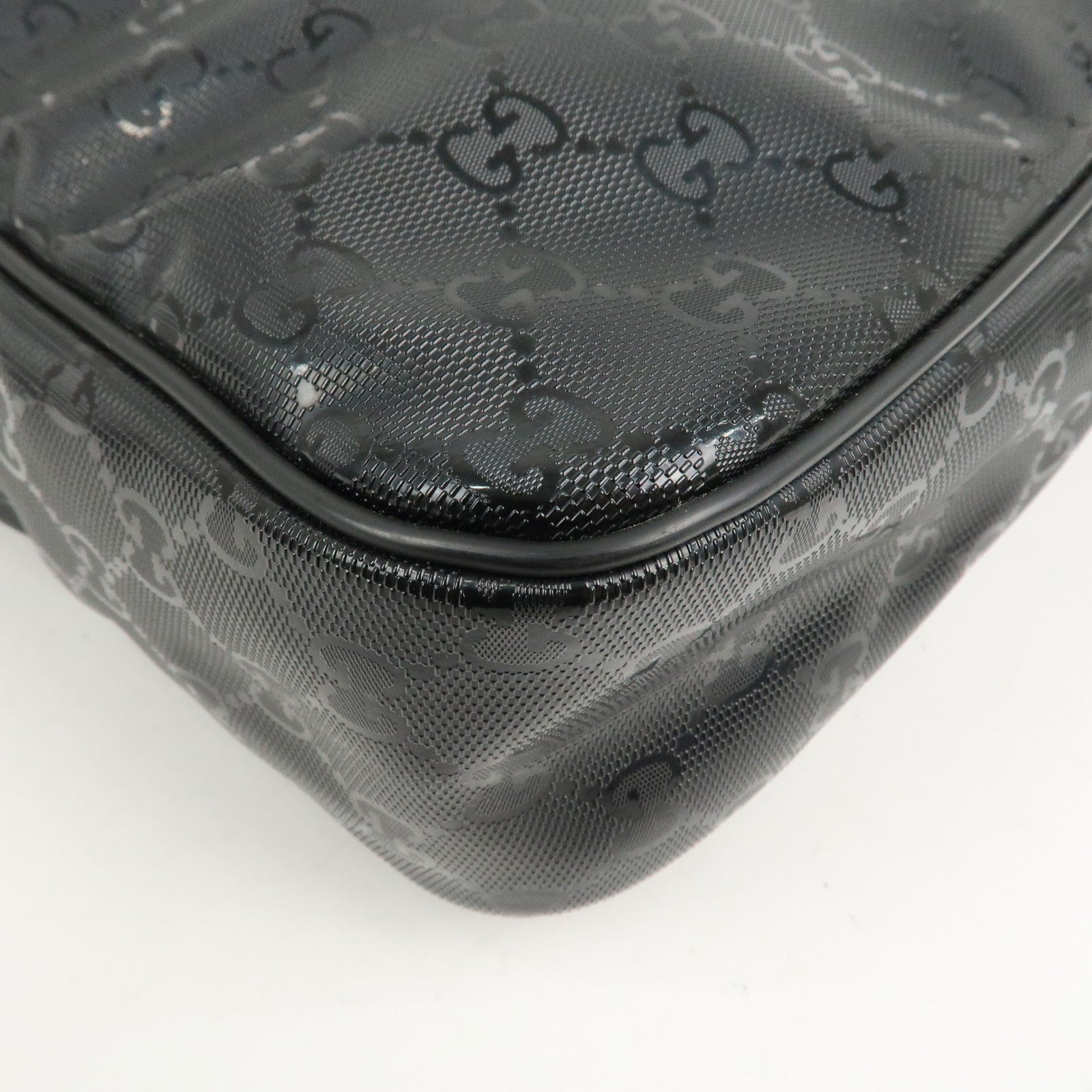 GUCCI GG Imprime Monogram PVC Shoulder Bag Cross Body Bag Black 201448