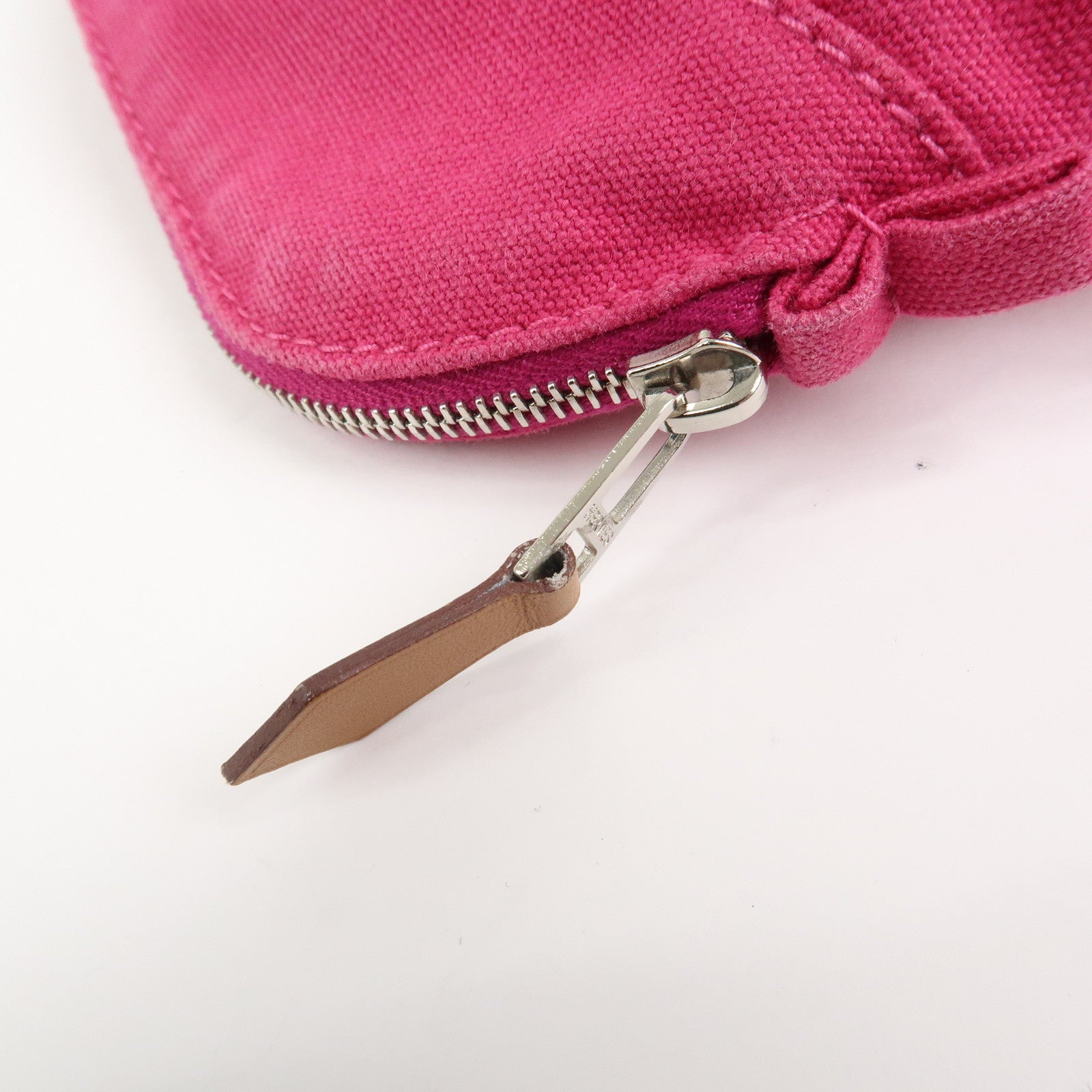 HERMES Canvas Leather Bolide Pouch PM Cosmetic Pouch Pink