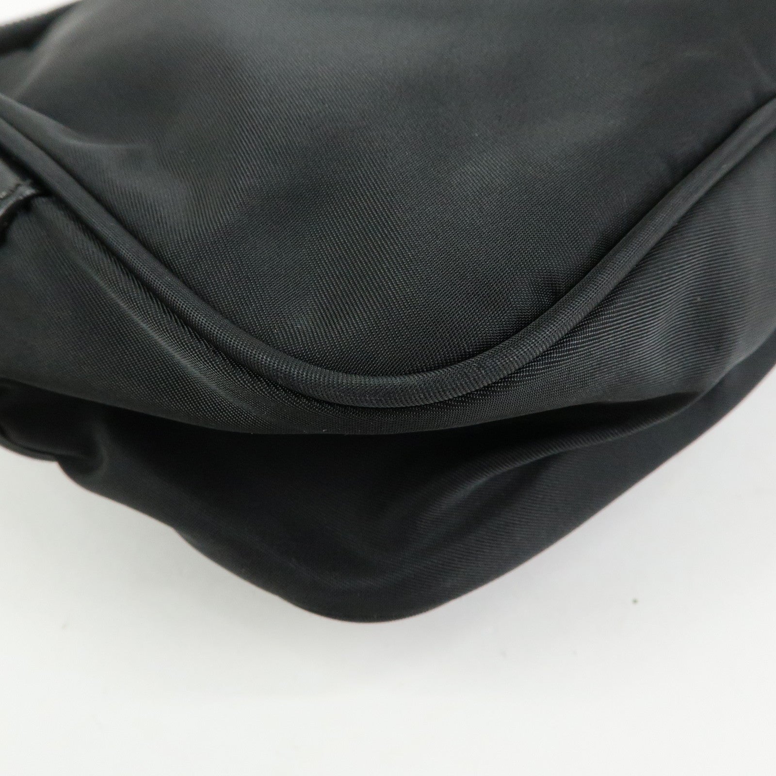 PRADA Triangle Logo Nylon Leather Shoulder Crossbody Bag Black
