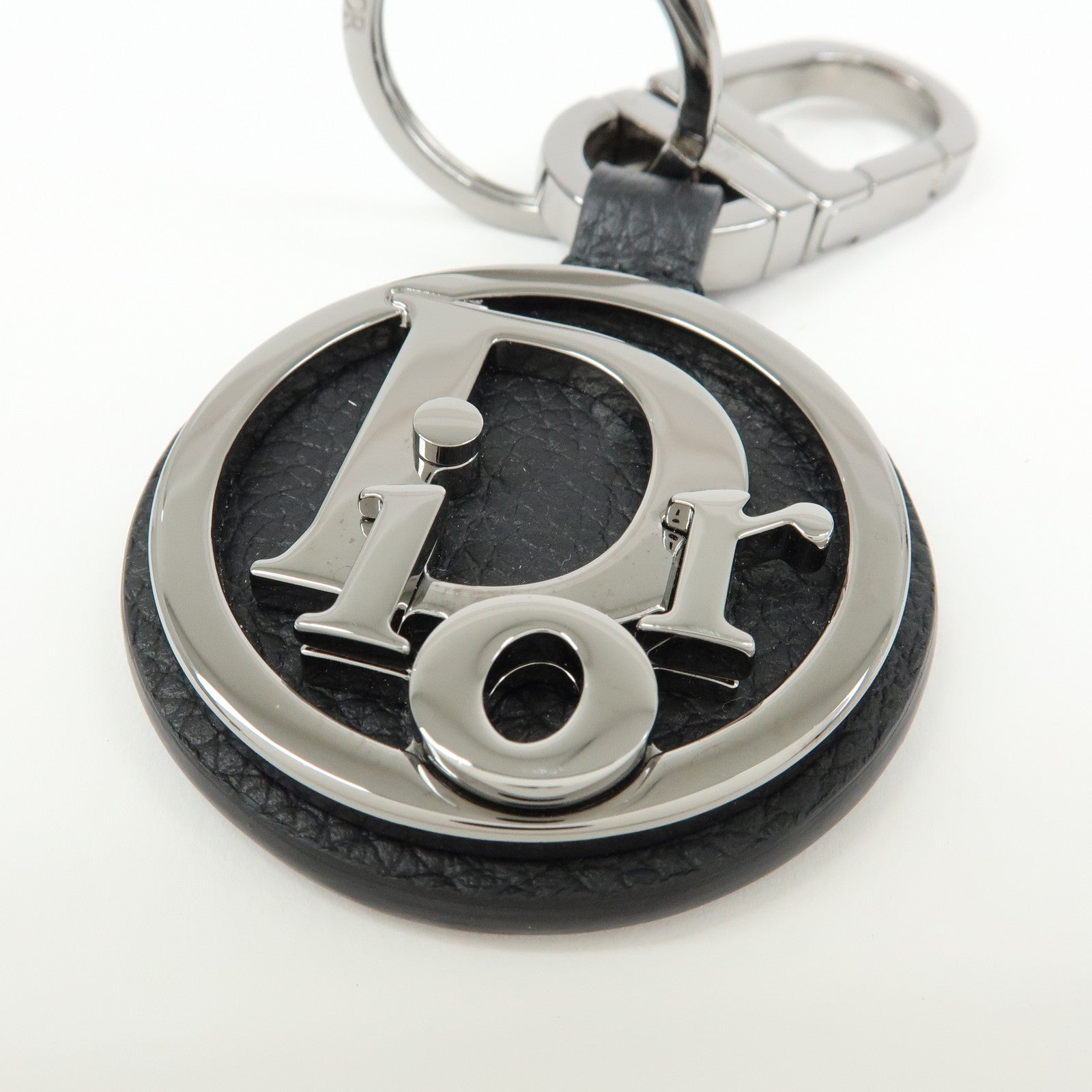 Christian Dior Grained Calf Leather D-Touch Key Ring Bag Charm