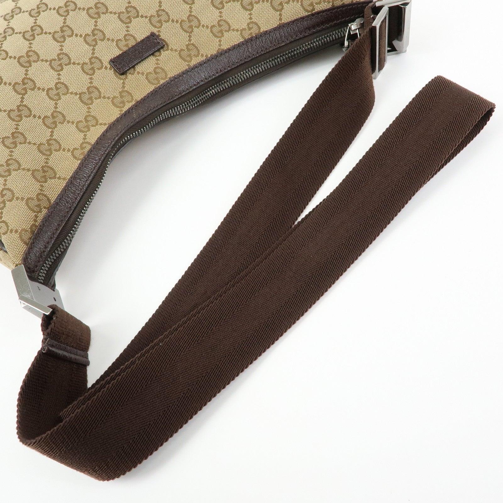 GUCCI GG Canvas Leather Shoulder Bag Crossbody Bag Beige 122790