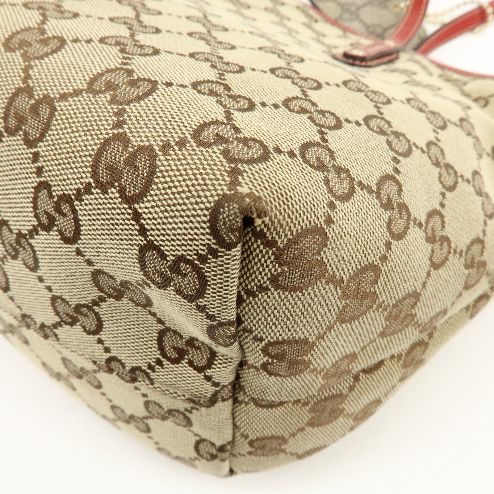 GUCCI Gucciori GG Canvas Leather PVC Shoulder Bag Beige Red 212376