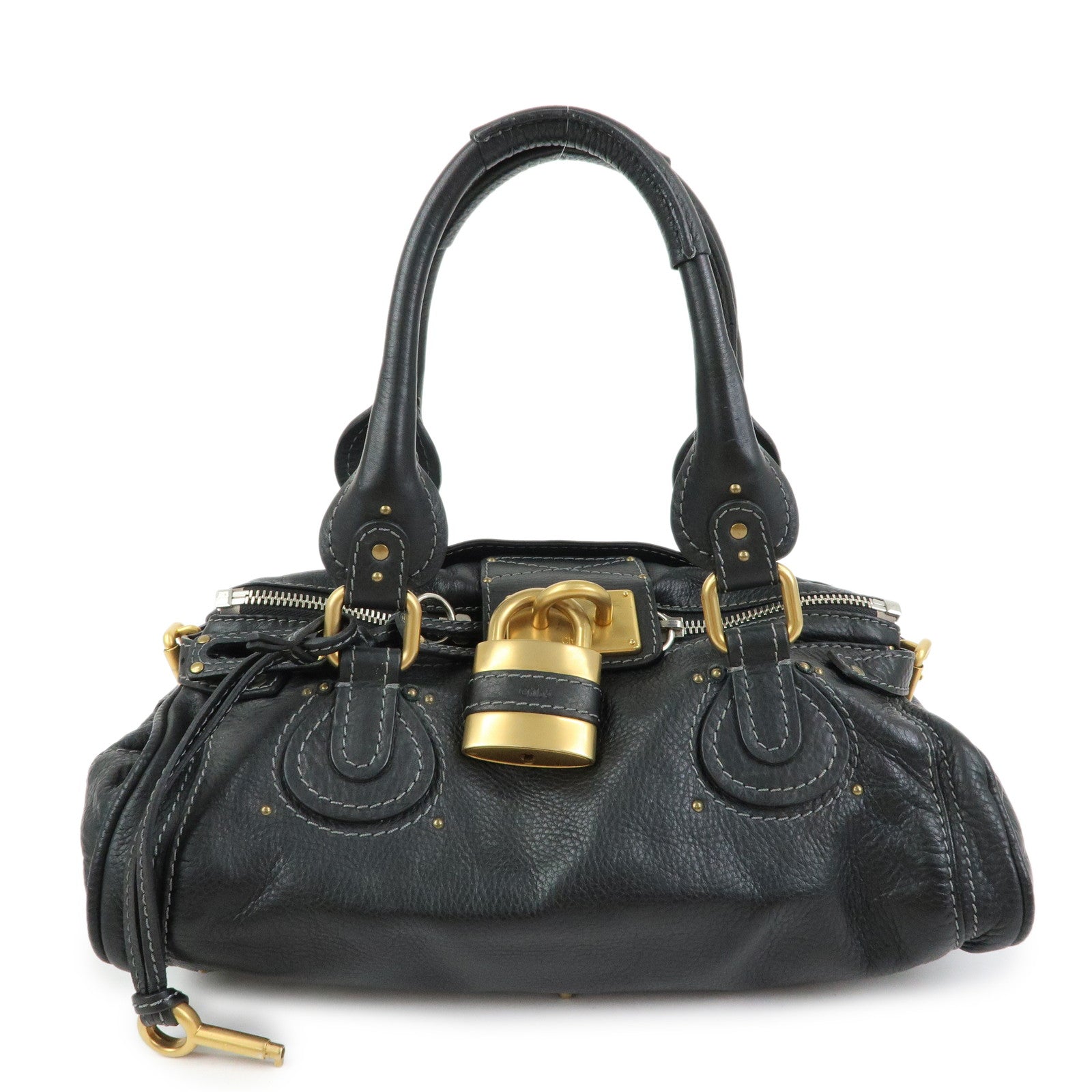 Chloe Paddington Leather Tote Bag Hand Bag Black